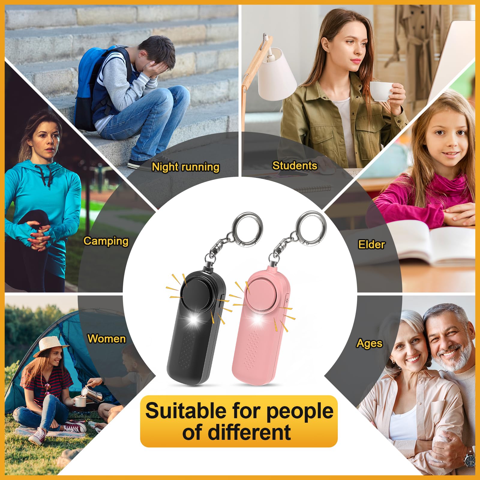 Allarme Tascabile Anti-aggressione Ricaricabile, Portachiavi