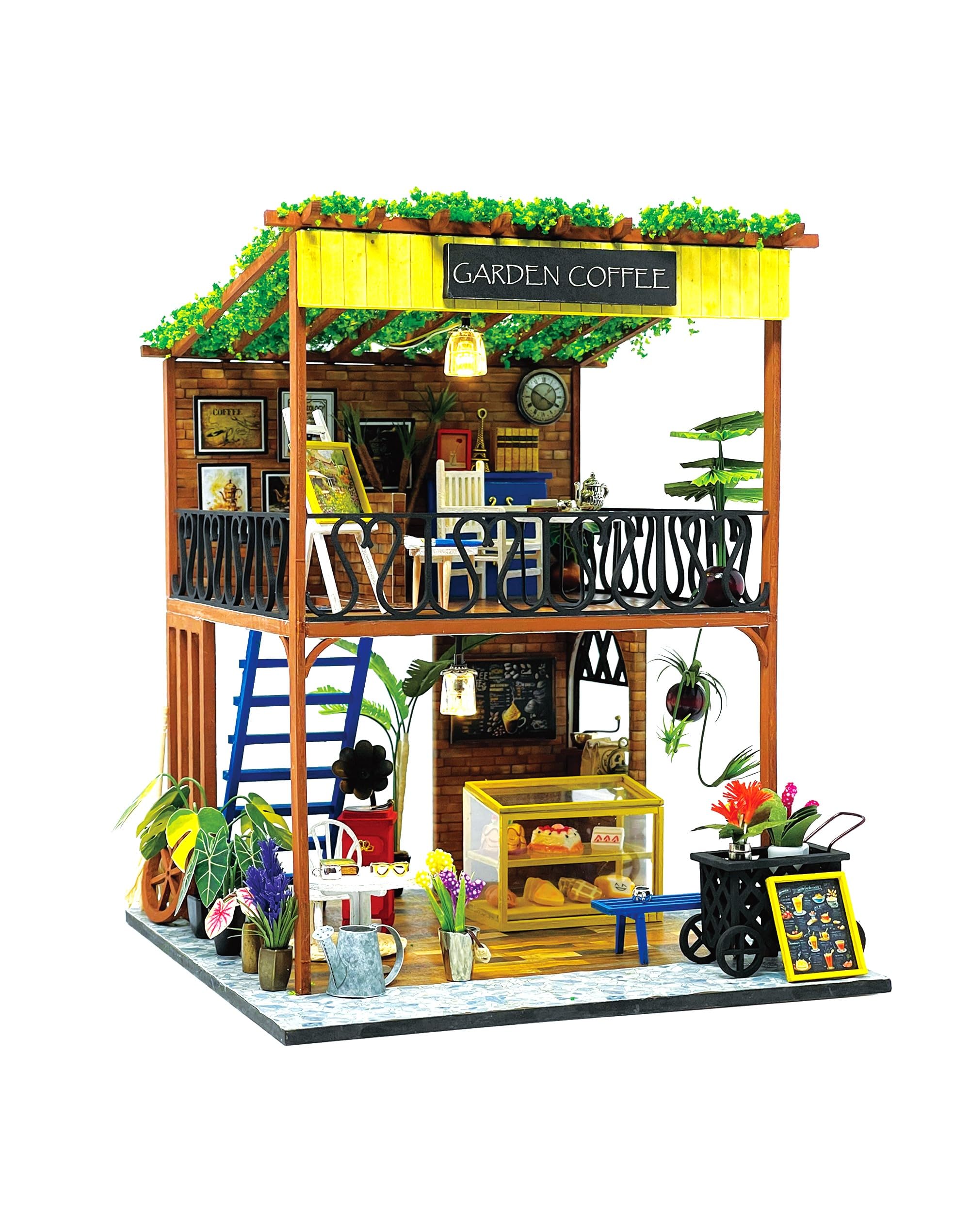 Amazon | アイビールーフサンルーム 2階建てカフェ DIY ミニチュア