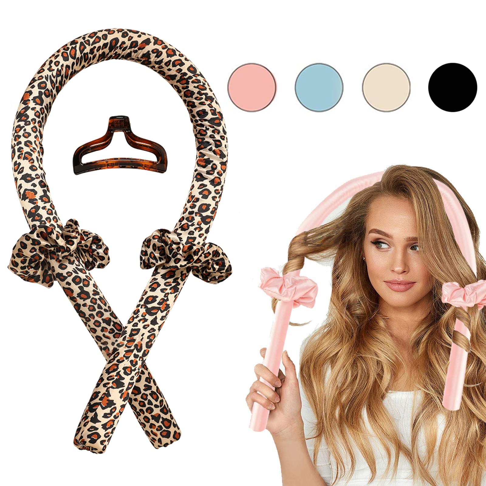 Tik Tok Heatless Hair Curlers for Long Hair,Heatless Curling Rod Headband,No Heat Curlers You Can to Sleep in Overnight,Heatless Curls Headband,Soft Foam Hair Rollers for Natural Hair(Leopard)