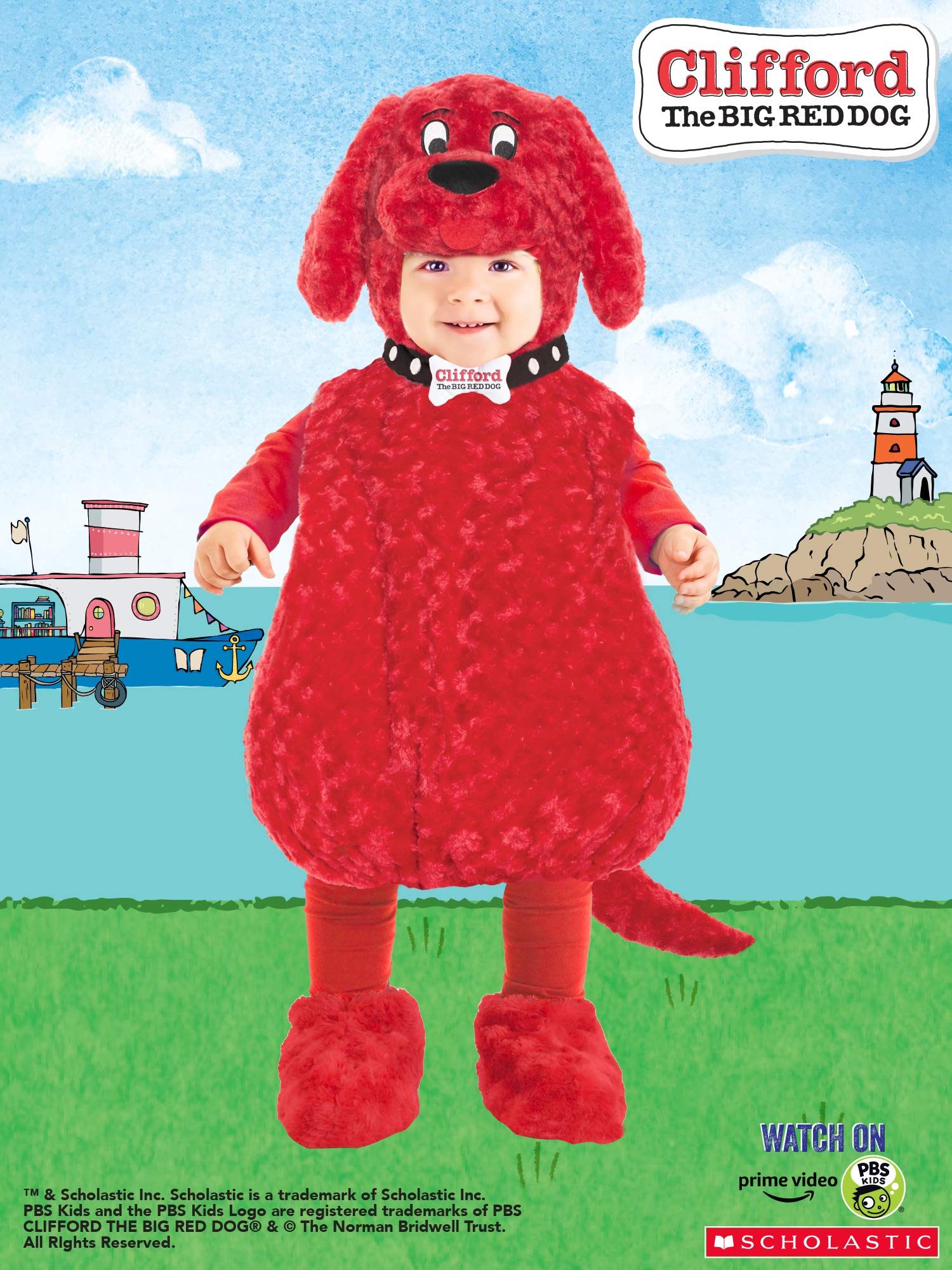 clifford the big red dog dress up Clifford The Big Red Dog Child Small Halloween Costume Jumpsuit Zip Up