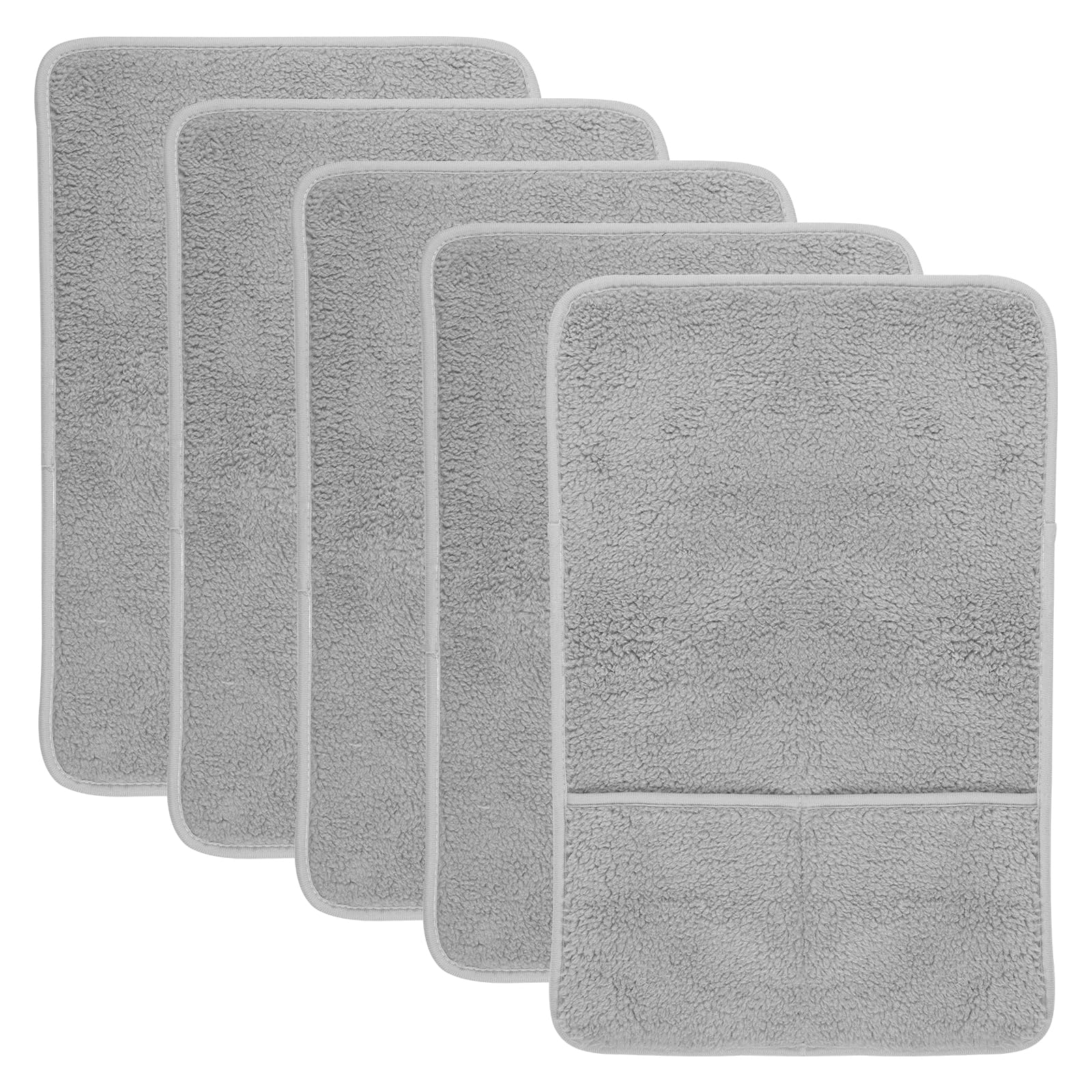CBWERBB 5 Pack Sofa Armrest Cover with Side Storage Pockets,Lambswool Sofa Arm Protector Non Slip Armrest Chair Covers Washable Chair Arm Cover for Recliner Chair Armchair (Grey)