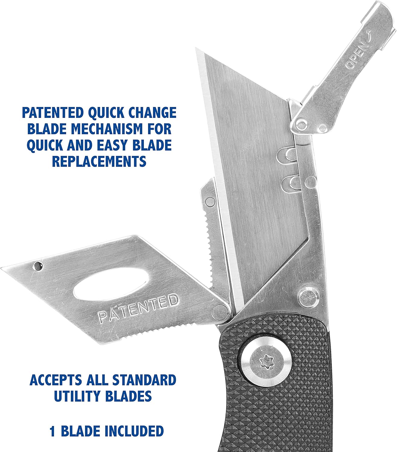 Sheffield Folding Utility Knife, Accepts Standard Utility Knife Blades, Box Cutter Aluminum Handle, Razor Blades Included, For Home, Office, Trades, and Warehouse