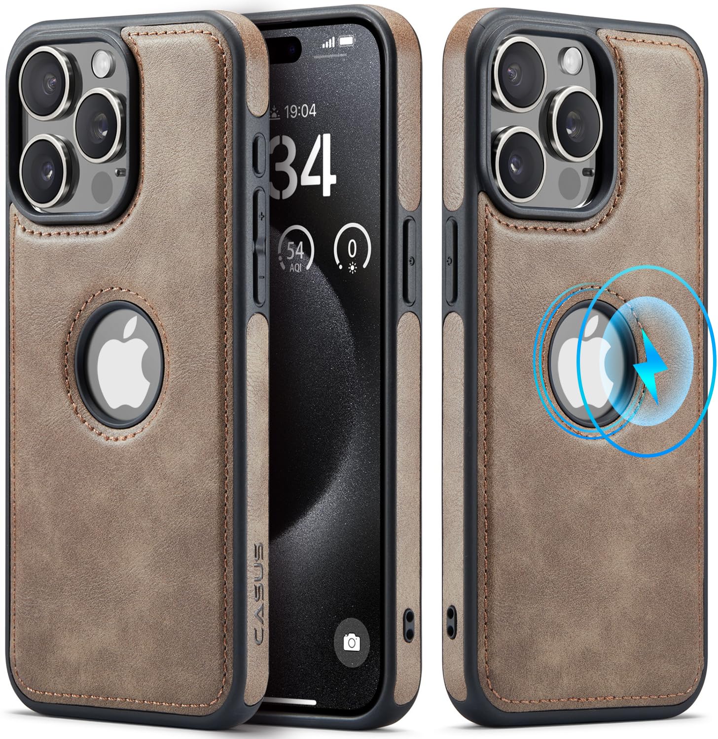 Casus Magnetic Leather Case for iPhone 15 Pro Max, MagSafe Compatible, Business Classic Style, Shockproof Slim Fit Protective Cover for Men & Women,