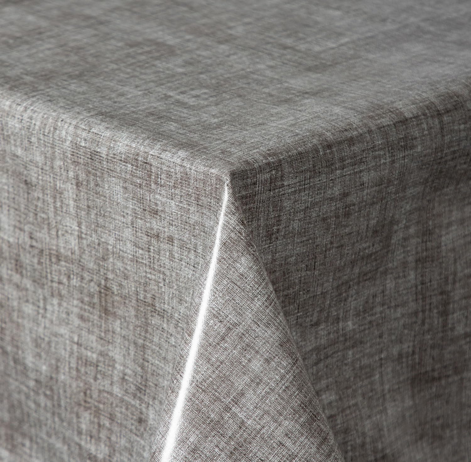 Texpot Checked Grey Oilcloth 110 X 140 Cm With Lines Washable With Hem Polyester Garden Tablecloth