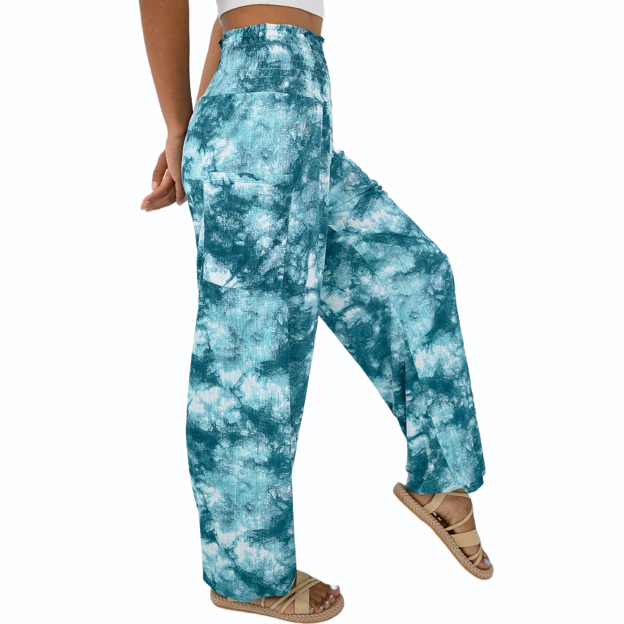 AnthikaWomen's Harem Pants High Waist Hippie Boho Yoga Palazzo Casual with Pockets