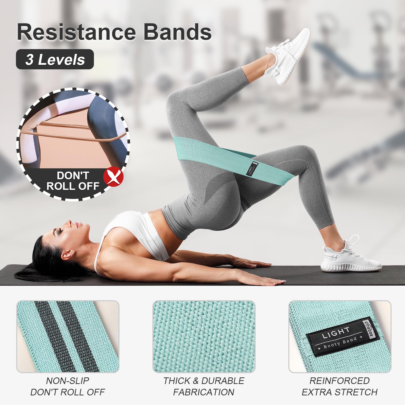 Juego de bandas de 3 niveles, bandas de resistencia para entrenamiento, bandas de ejercicio para piernas y glúteos de mujer, bandas elásticas para pilates, juego de iniciación de yoga