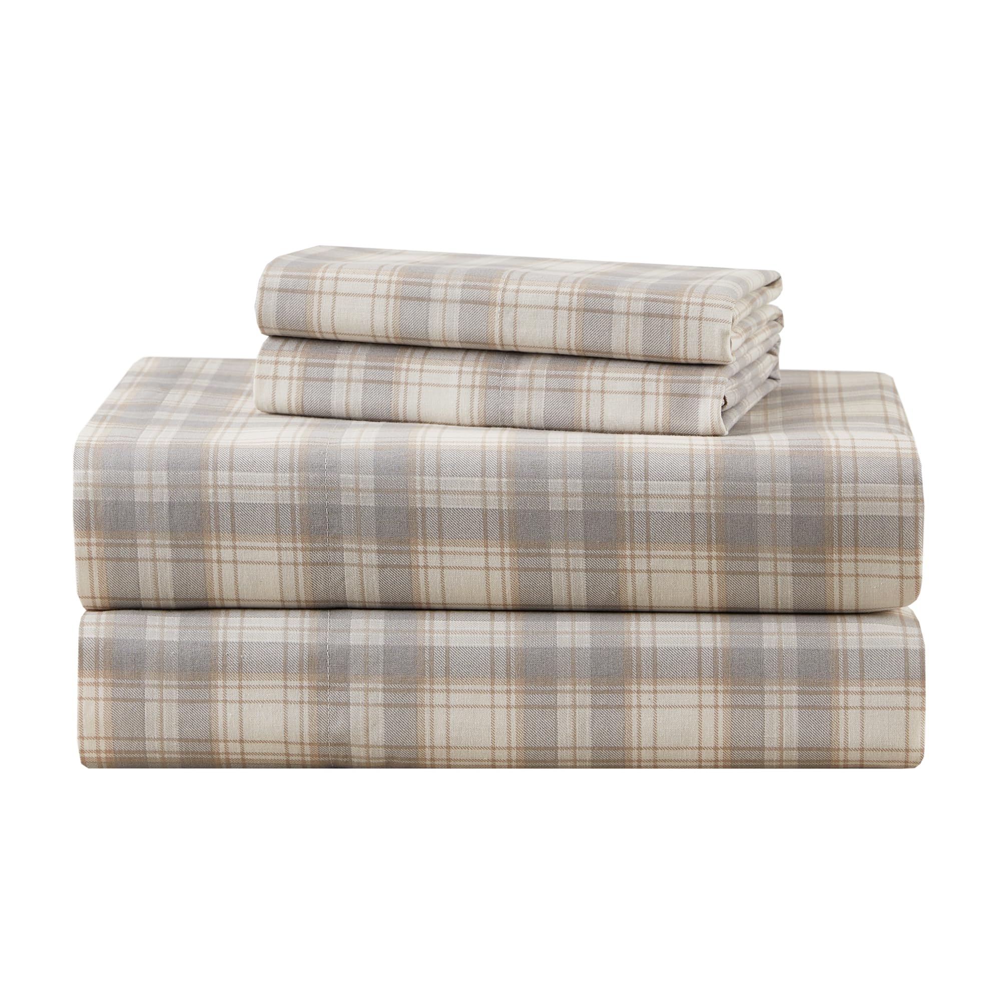 Comfort Spaces 100% Cotton Sheets Full, Breathable, Naturally Cool Cotton Sheets, Cotton Bed Sheets with 14" Elastic Pocket Fits up to 16" Mattress, All Seasons Sheet Set, Wesley Taupe 4 Piece โ image 1