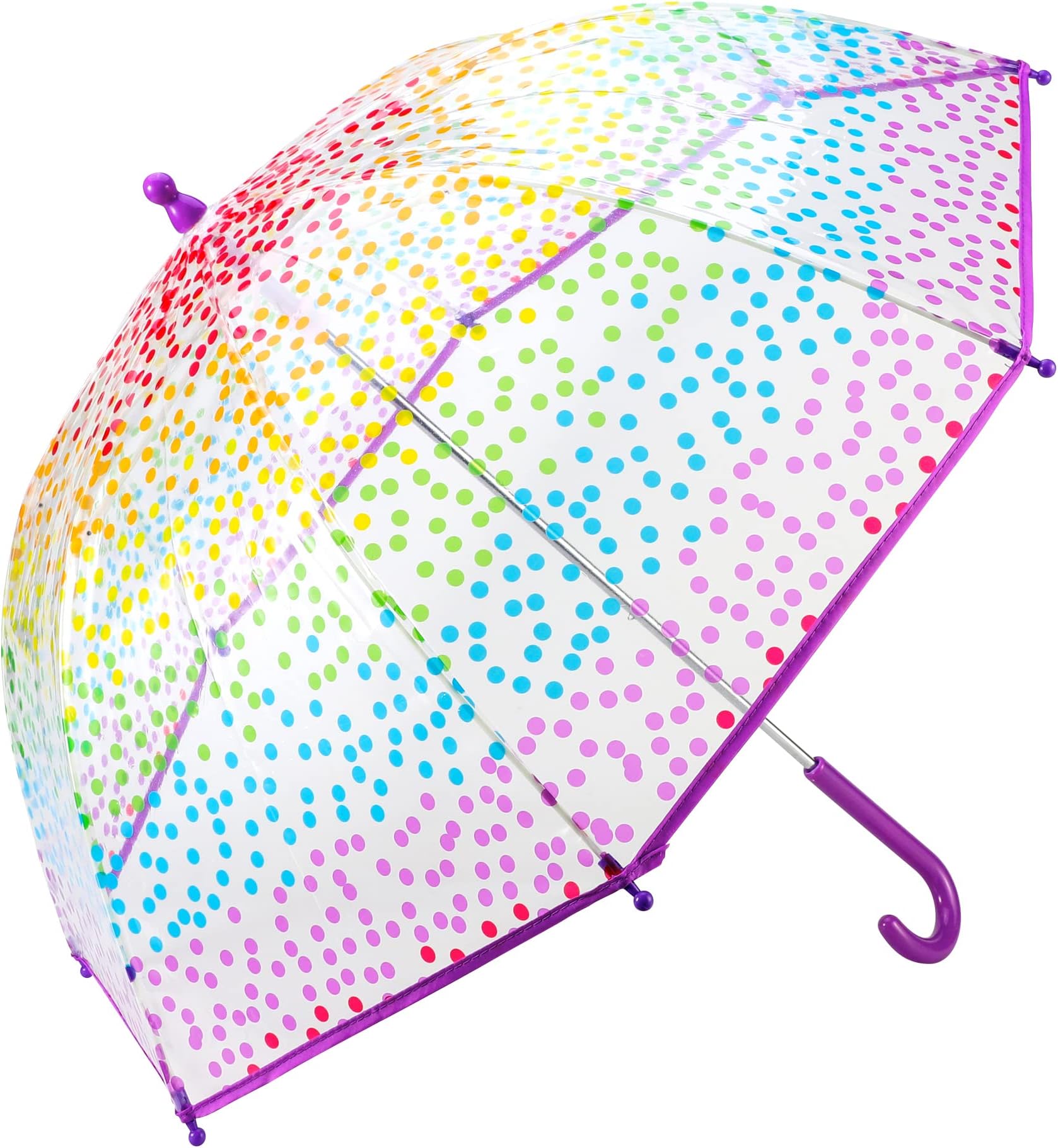 Rainbow Dots, Childrens Lightweight, POE Dome Umbrella.