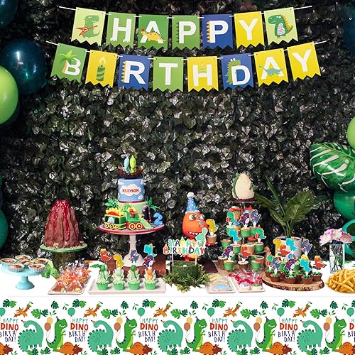 Miniatura 4 de Paquete de 4 manteles de dinosaurio, decoraciones de fiesta de dinosaurios, suministros de fiesta de dinosaurios, 86 x 51 pulgadas, mantel