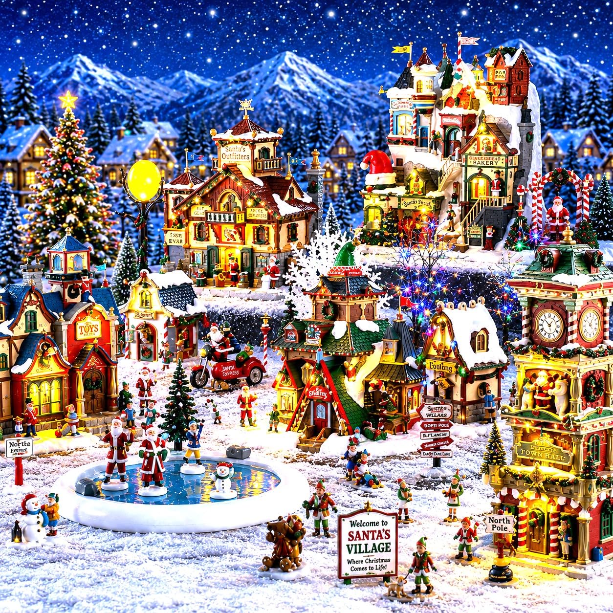 Lemax 25861-UK Santa's Wonderland Sights & Sounds: Santa's Rooftop Bash