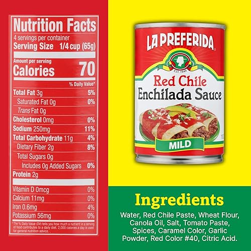 Miniatura 2 de La Preferida Salsa de enchilada roja, suave (salsa mexicana auténtica para enchiladas, burritos, tacos y comidas mexicanas clásicas), sin MSG ni