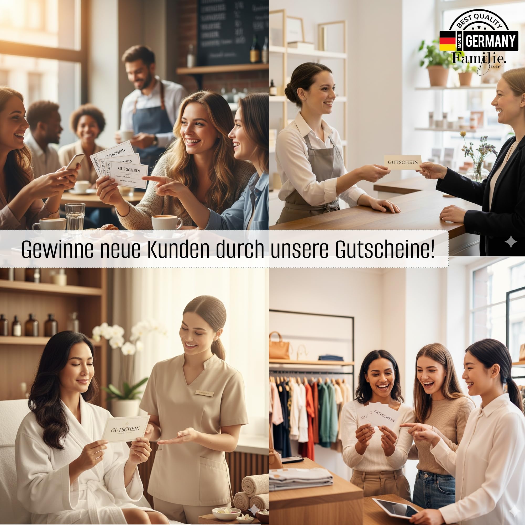 Gutscheinkarten zum Selbstausfüllen (50er Set, DIN Lang) | Blanko Gutschein zum Ausfüllen als Vorlage für Massage, Kosmetik, Friseur und andere | Gutscheinvorlagen Neutral und Edel