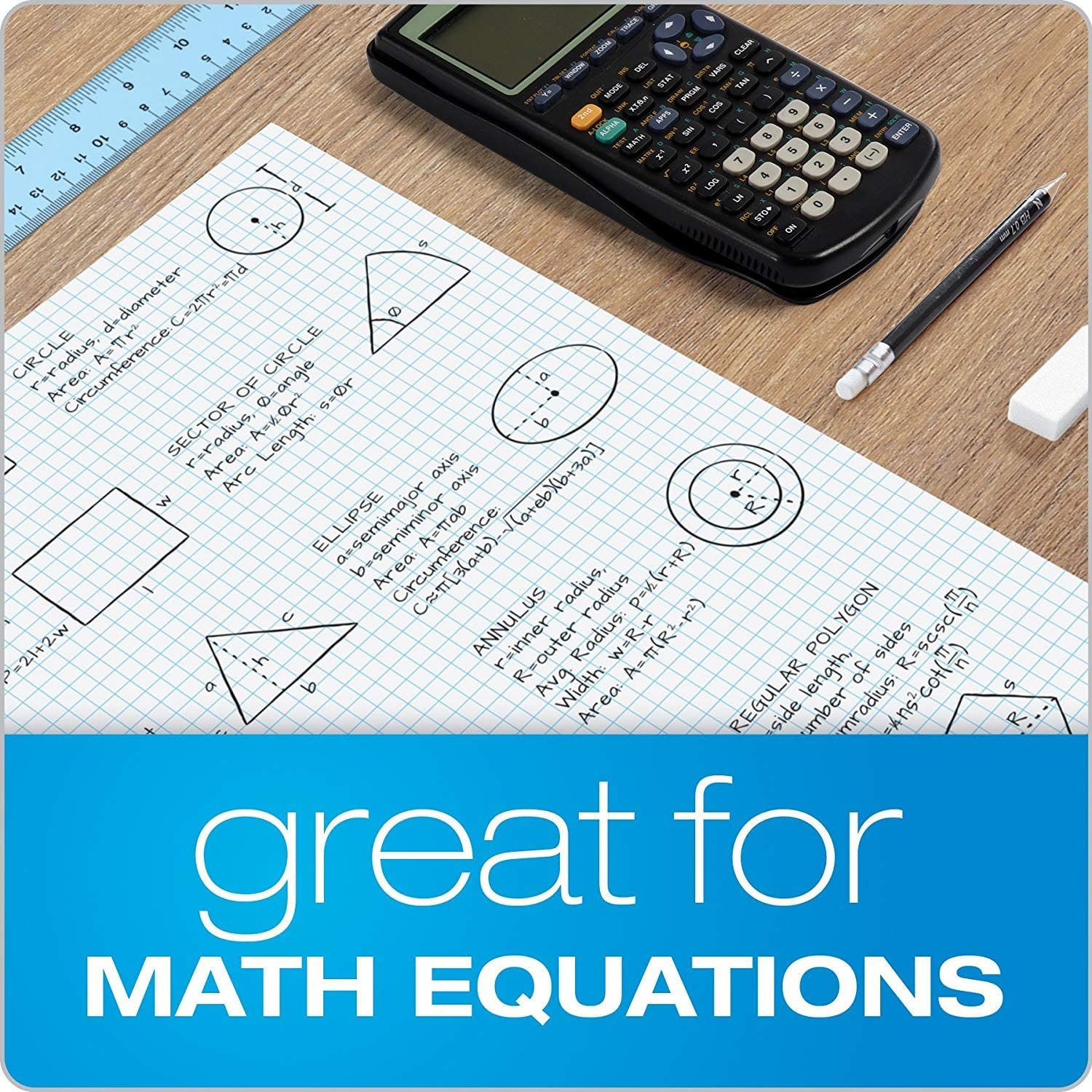 Ampad Quadrille Double Sided Pad, 11 x 17, White, 4x4 Quad Rule, 50 Sheets, 3 Pads, 150 Sheets Total (22-037)