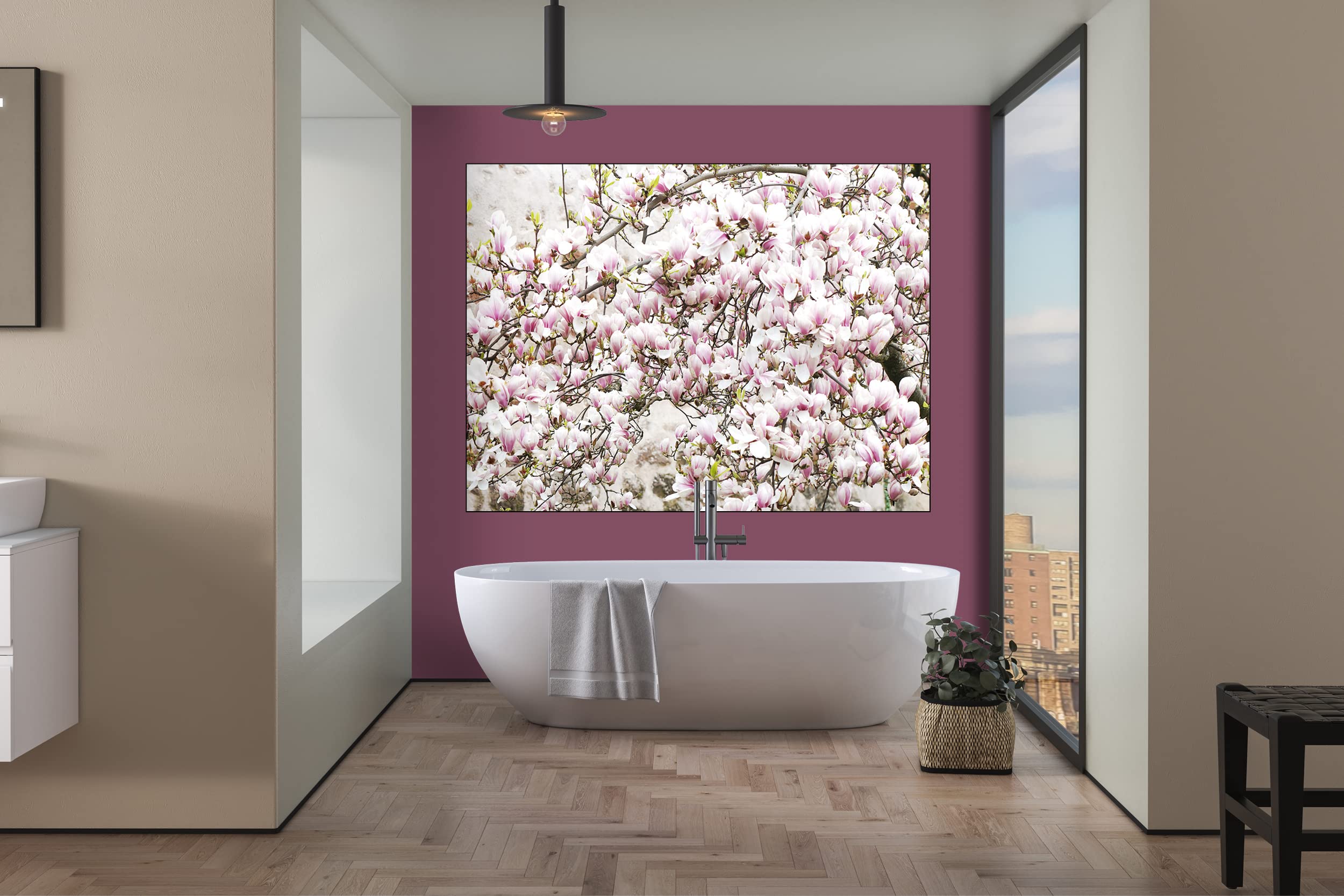Glücksvilla - Albero di magnolia (tela 2 cm, 60 x 40 cm) | varie misure - quadro murale orizzontale - giardino fiori fioritura pianta natura botanica albero ramo