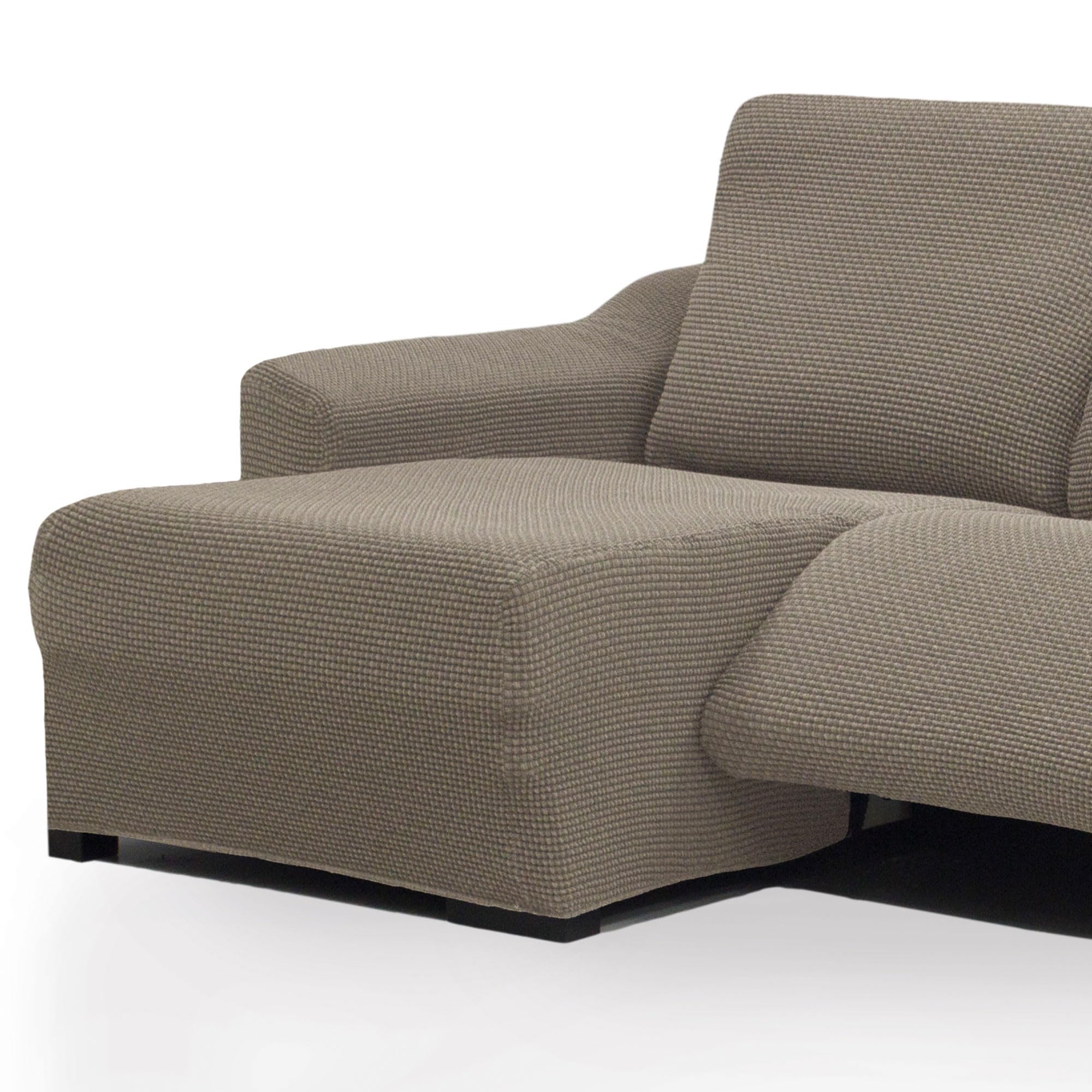 FAVERTI® Funda Chaise Longue Super Elástica Brazo Corto Izquierdo (Visto de Frente) Dos Pies | Modelo NOVELE | Lino | Protector de Calidad de Tejido Jacquard Tacto algodón