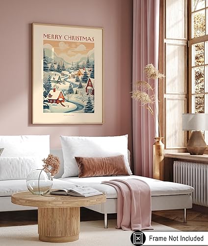 Miniatura 6 de Poster Master Póster de Feliz Navidad, impresión de pueblo navideño, arte navideño, arte navideño, arte de invierno, regalo para niños y padres,
