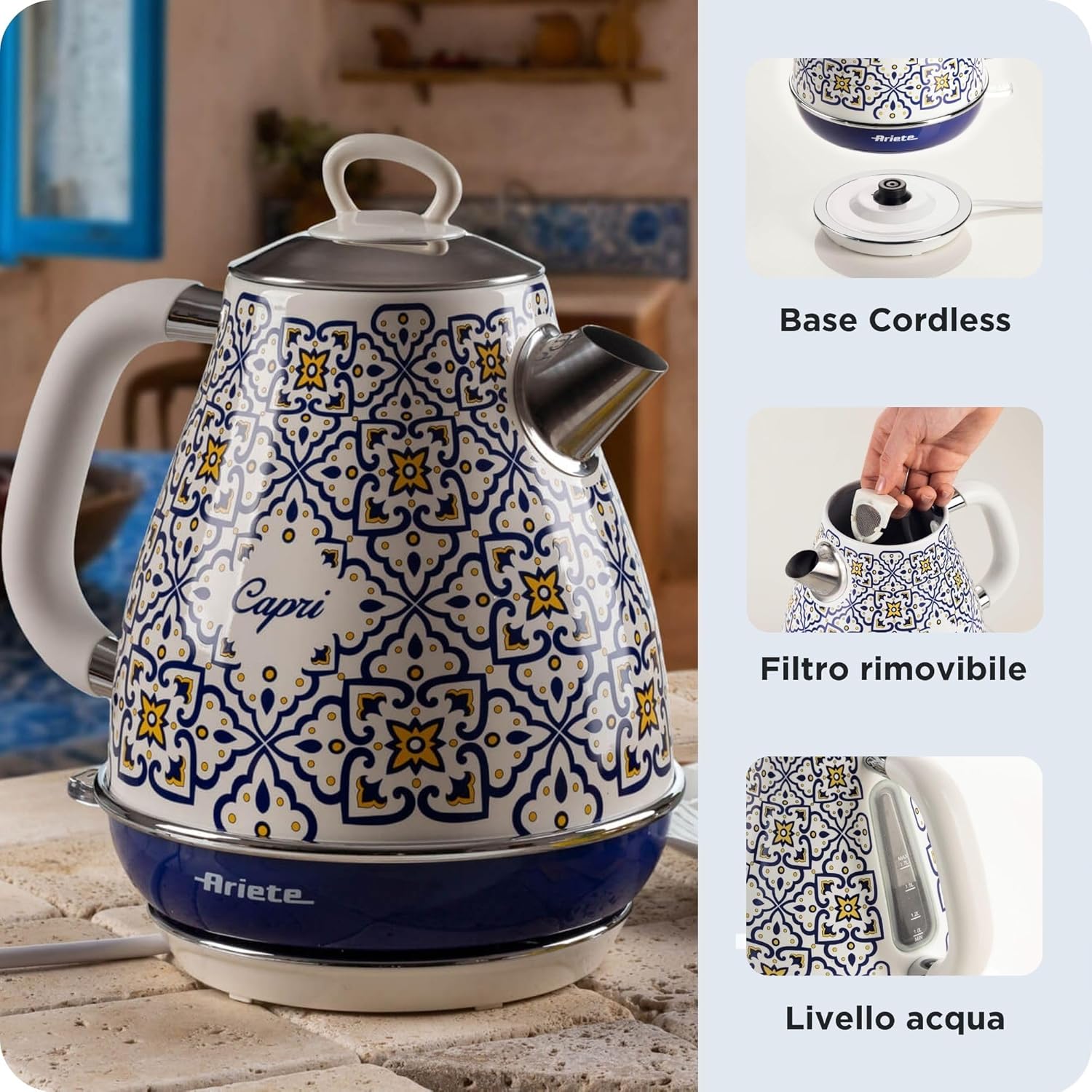 Electric Kettle with 1.7-litre Capacity by Ariete