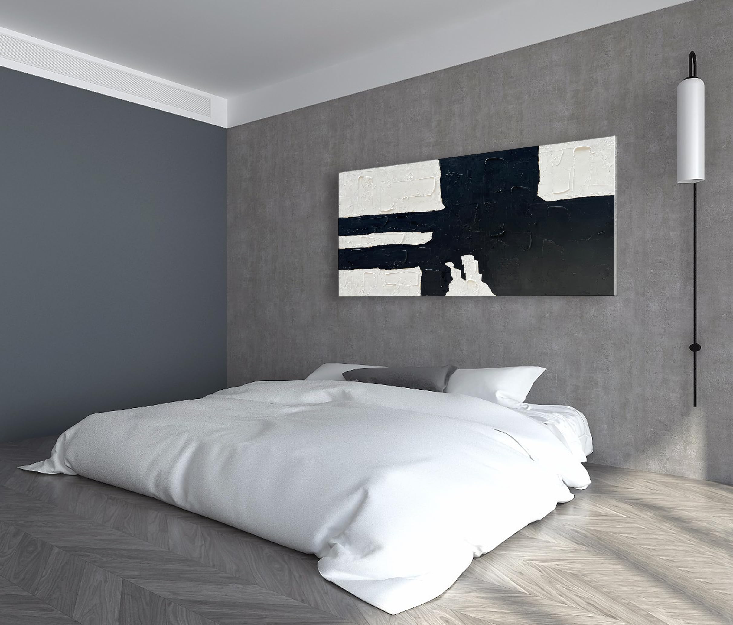 NANKAI Arte De Pared Pintado A Mano En Blanco Y Negro, Pintura Abstracta Minimalista En Blanco Y Negro, Pintura Abstracta Grande Al óleo Sobre Lienzo, Arte De Pared De 45 X