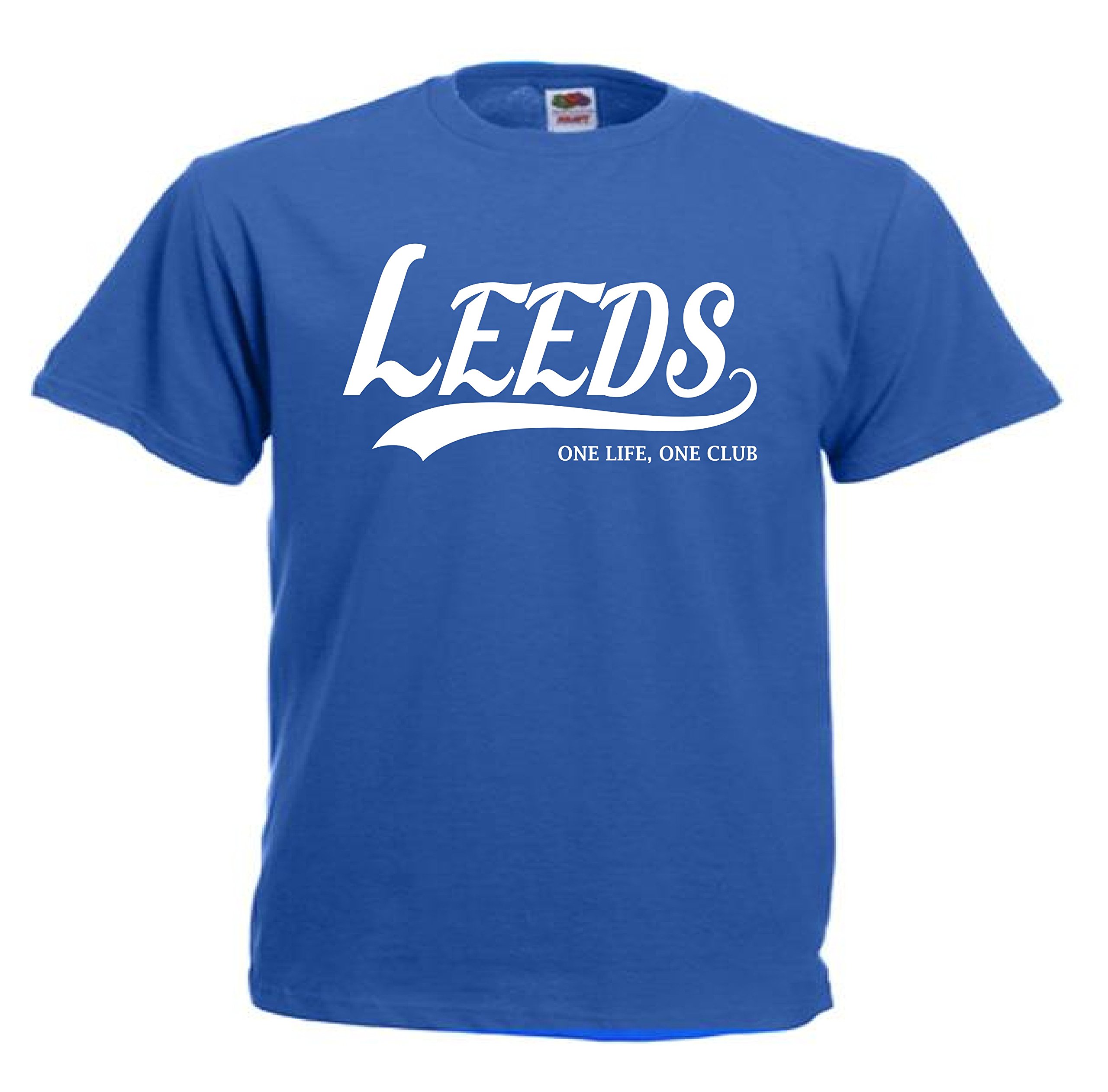 All About The Print LEEDS Football Gift - one Life one Club Idea T-Shirt FC Present F24 (Adult Medium, Blue)