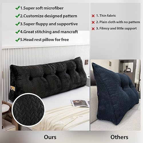 Miniatura 5 de easedeco Almohada grande triangular para cabecero, almohada de lectura grande para cabecero, respaldo y soporte de posicionamiento, tamaño Queen