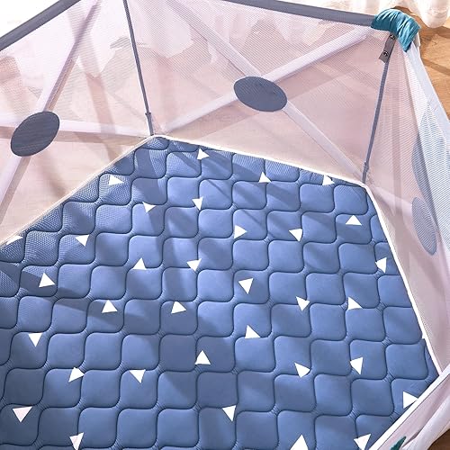 Miniatura 3 de Tapete de juego hexagonal de espuma prémium para bebé, 52 x 45 pulgadas, tapete de juego plegable para bebé, tapete acolchado y antideslizante para