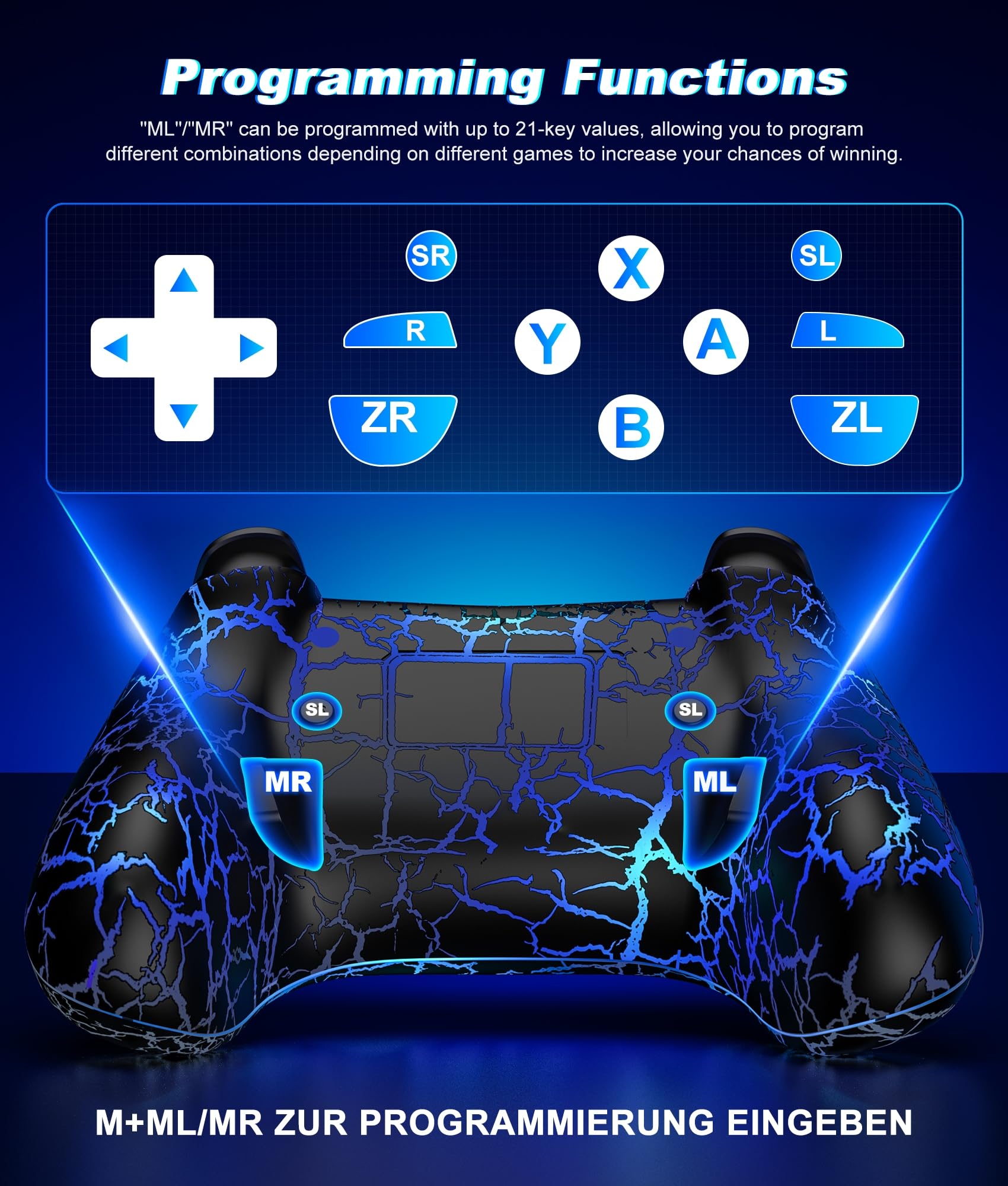 Controller multifunzione wireless per Nintendo Switch/Lite/OLED - Controller Switch compatibile con Android, IOS, PC Windows, Switch Pro Controller Caratteristiche LED, movimento, vibrazione, turbo,