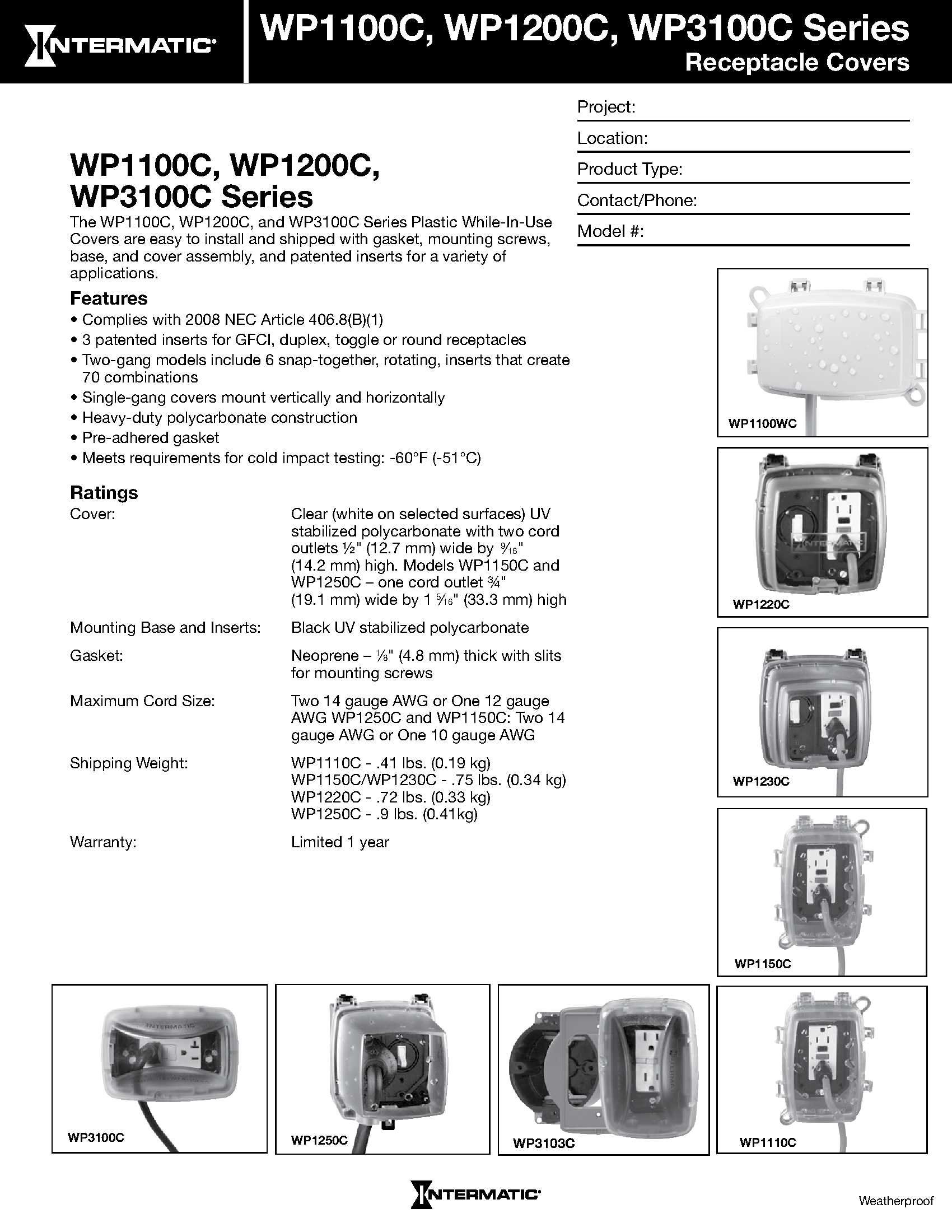 Snapklik.com : Intermatic WP1110C 1 Gang Vertical/Horizontal 3-5/8-Inch ...