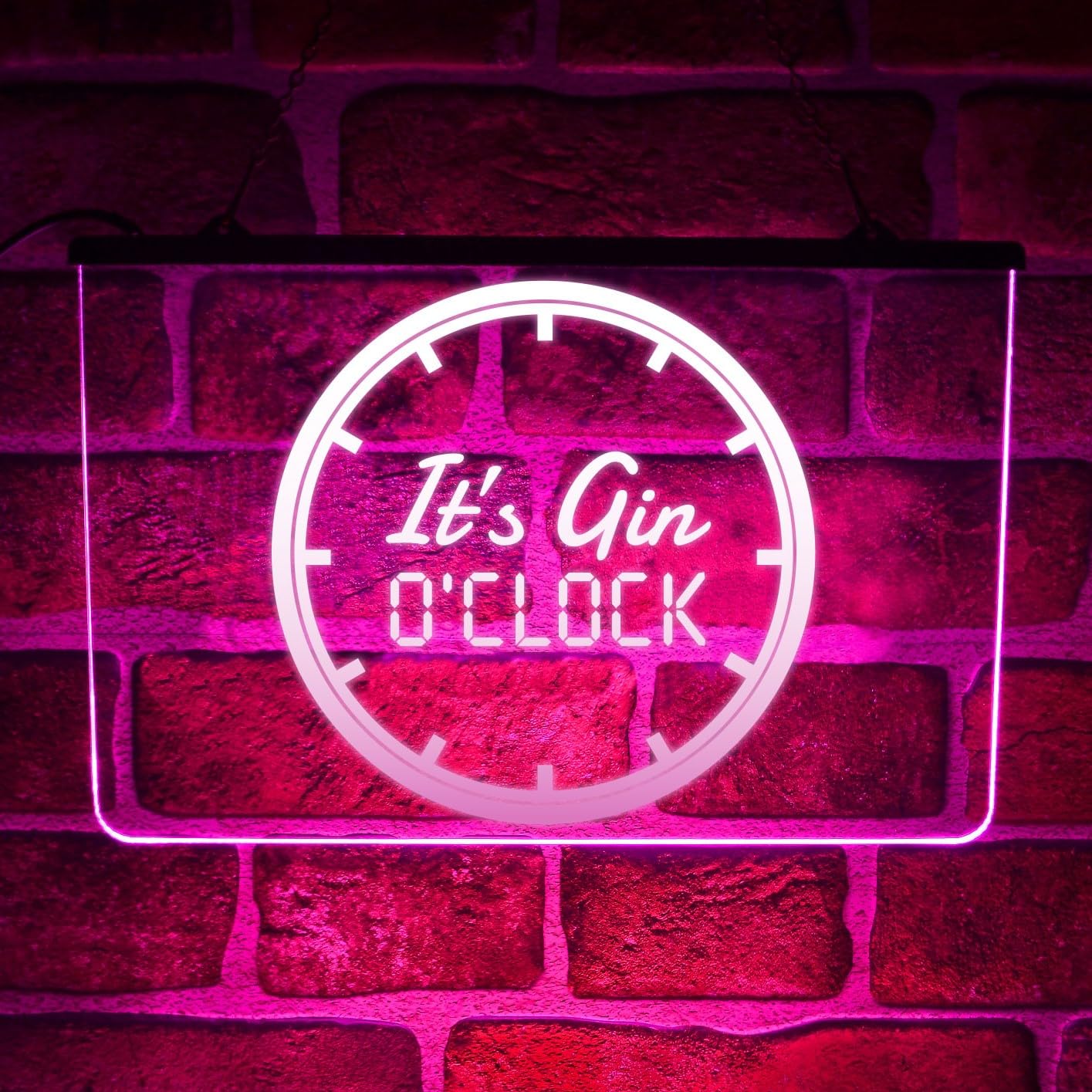 Gin O'Clock LED Neon Light Up Sign | Multicolour Hanging Display Decor For Home Bar or Pub