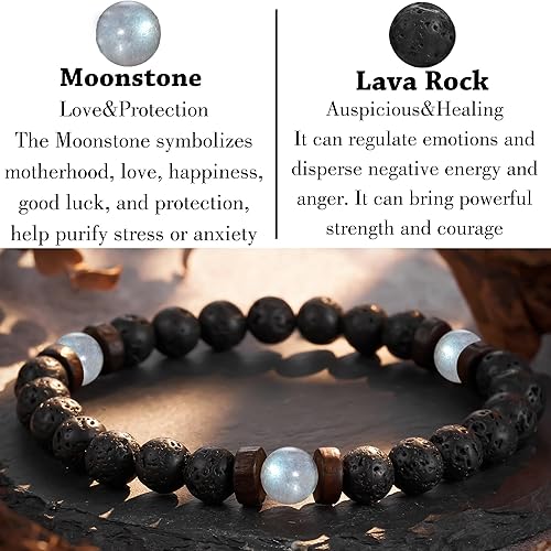 Miniatura 3 de Tarsus Regalos para el día del padre para hombres, papá, marido, novio, abuelo, hermano, piedra natural, cuentas de piedra luna, pulsera hecha a