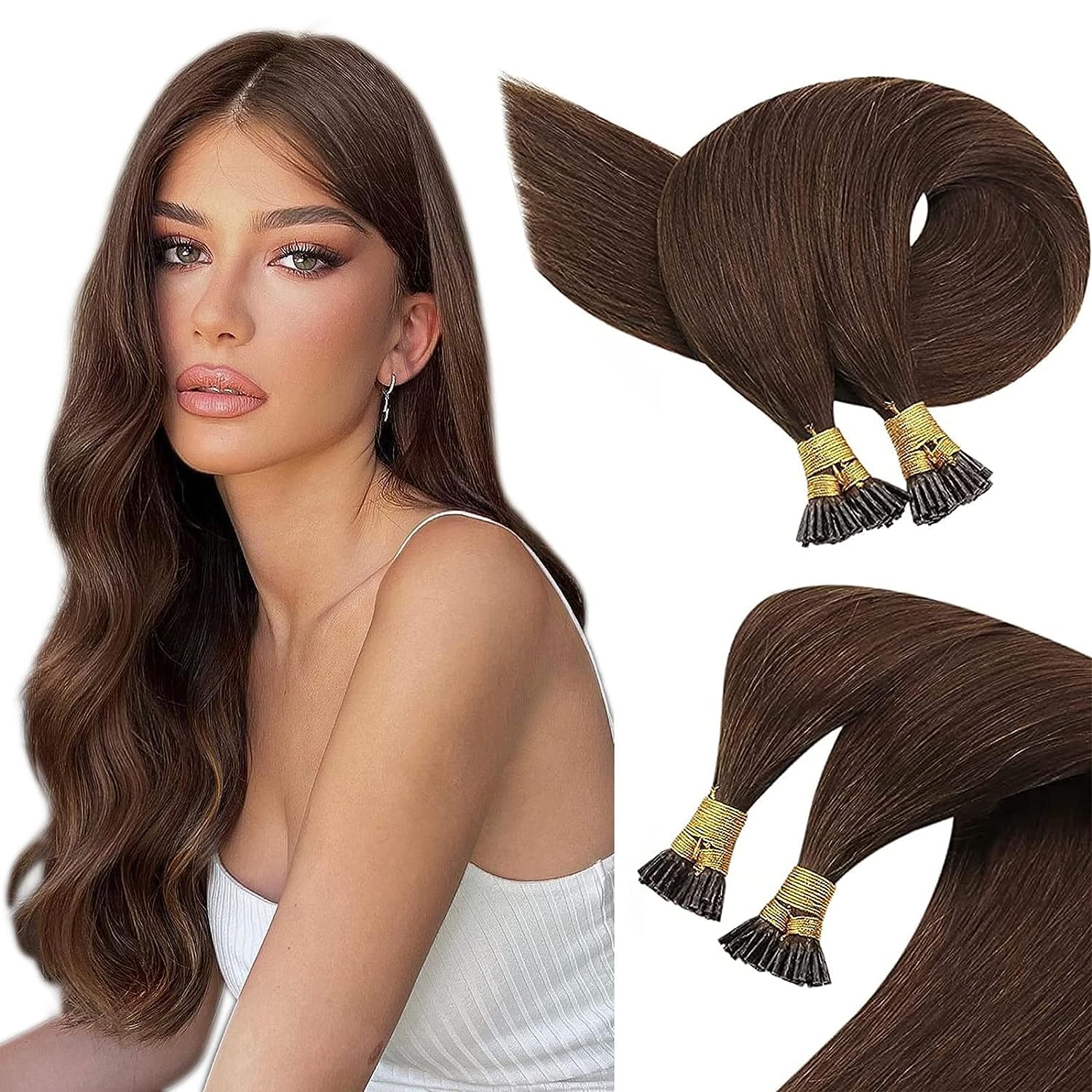 Sunny I Tip Hair Extensions Chocolate Brown Hair Itips