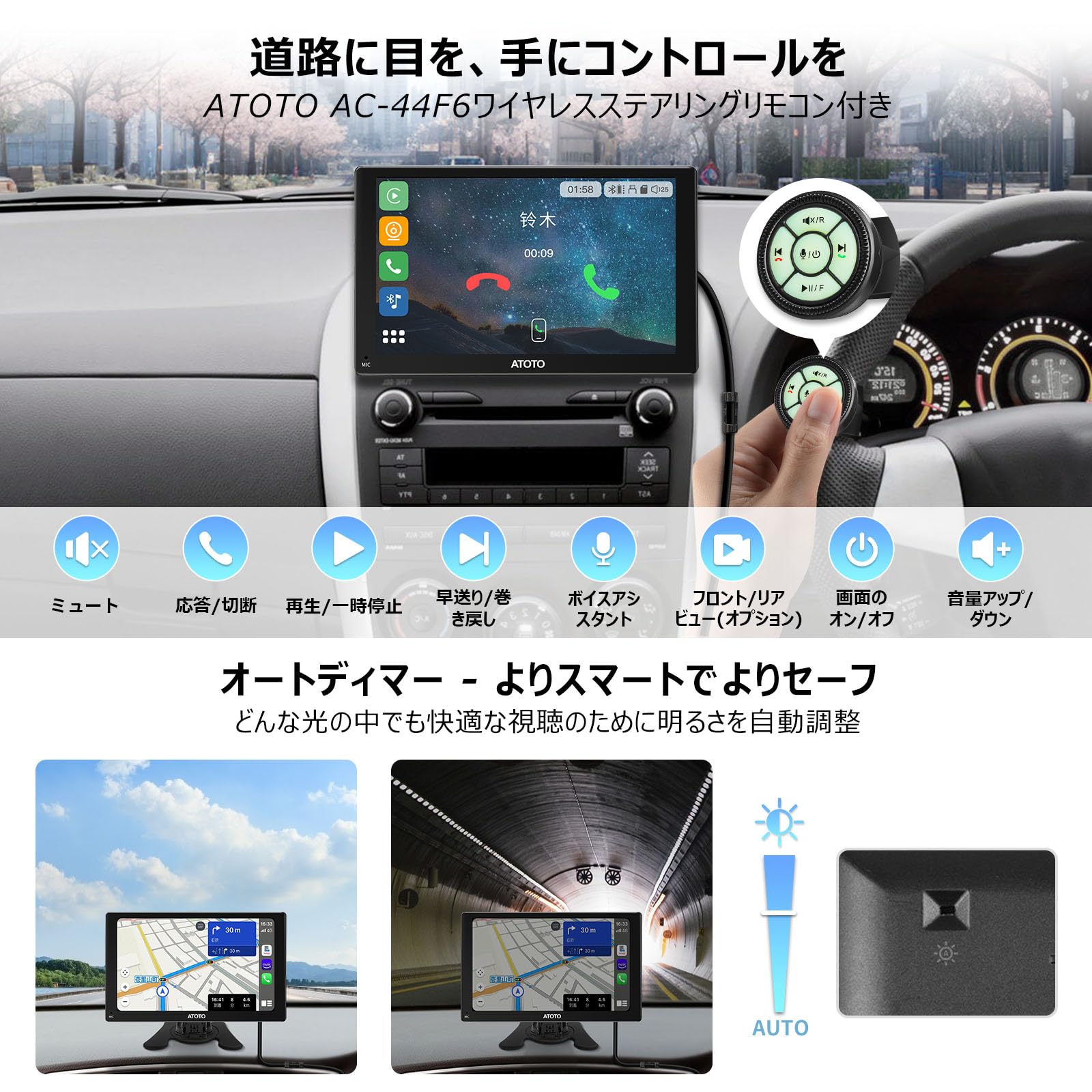 Amazon.co.jp: ATOTO P6 Androidポータブルナビ 、9インチQLED