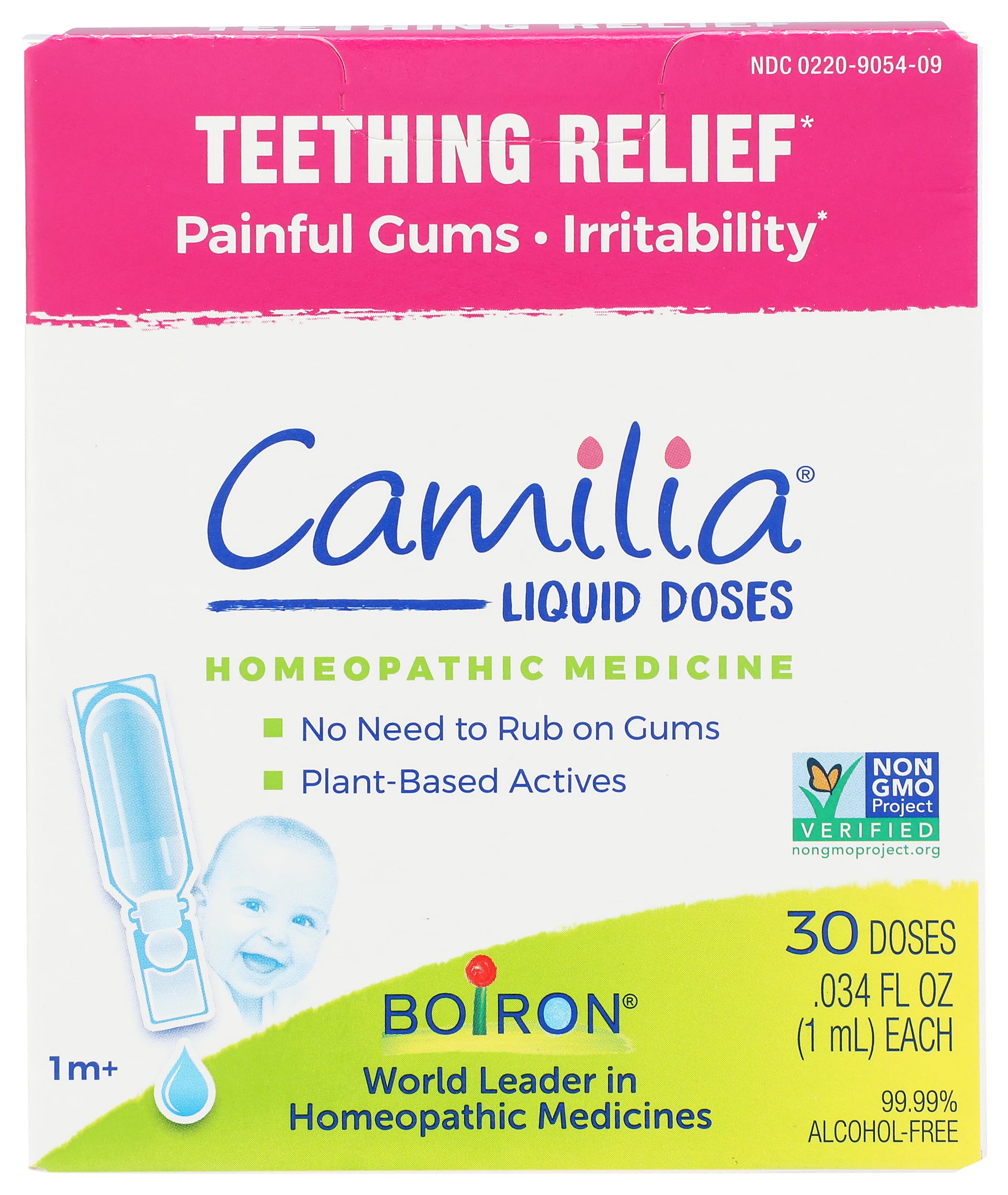 Boiron Camilia Teething Drops for Daytime and Nighttime Relief of Painful or Swollen Gums and Irritability in Babies - 30 Count