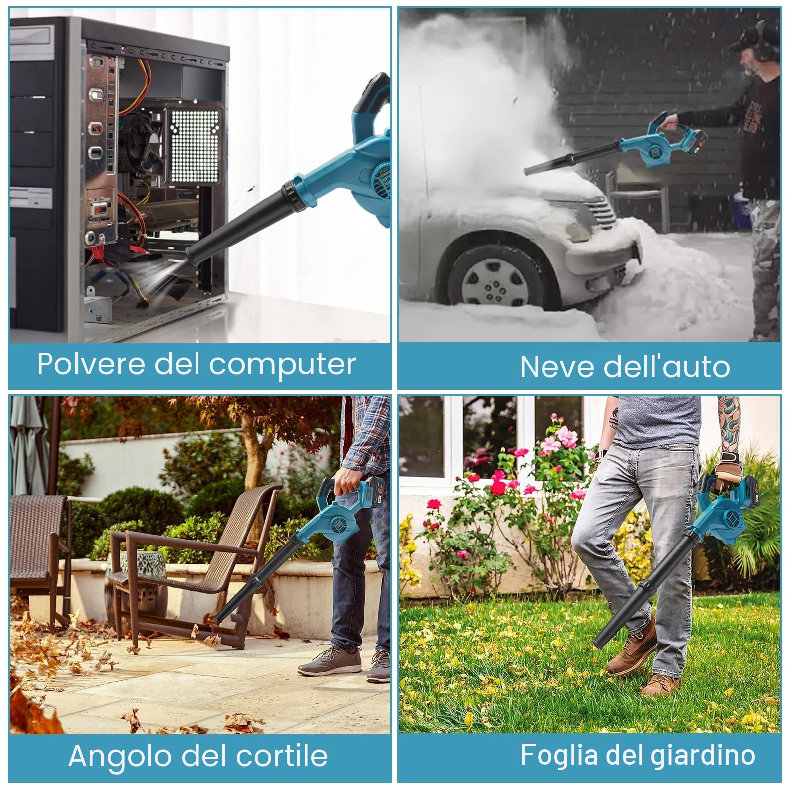 Waitley Soffiatori per foglie senza fili compatibile con batterie Makita 18V Pulizia del PC Soffiatore per foglie