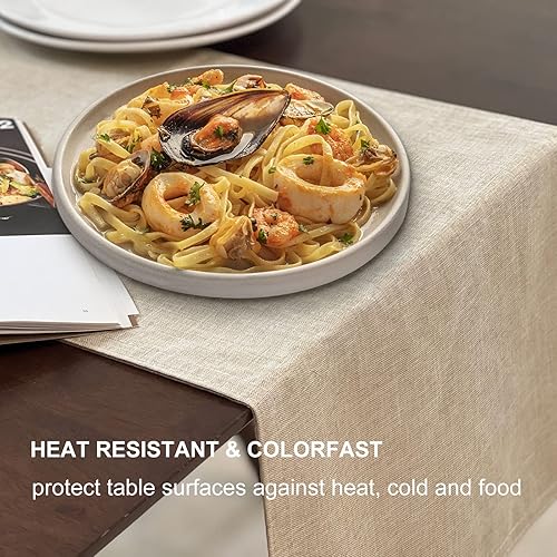 Miniatura 5 de Auscmu TC - Juego de 6 manteles individuales y manteles individuales de lino, colección de mesa estilo granja, gruesos de doble capa resistentes al