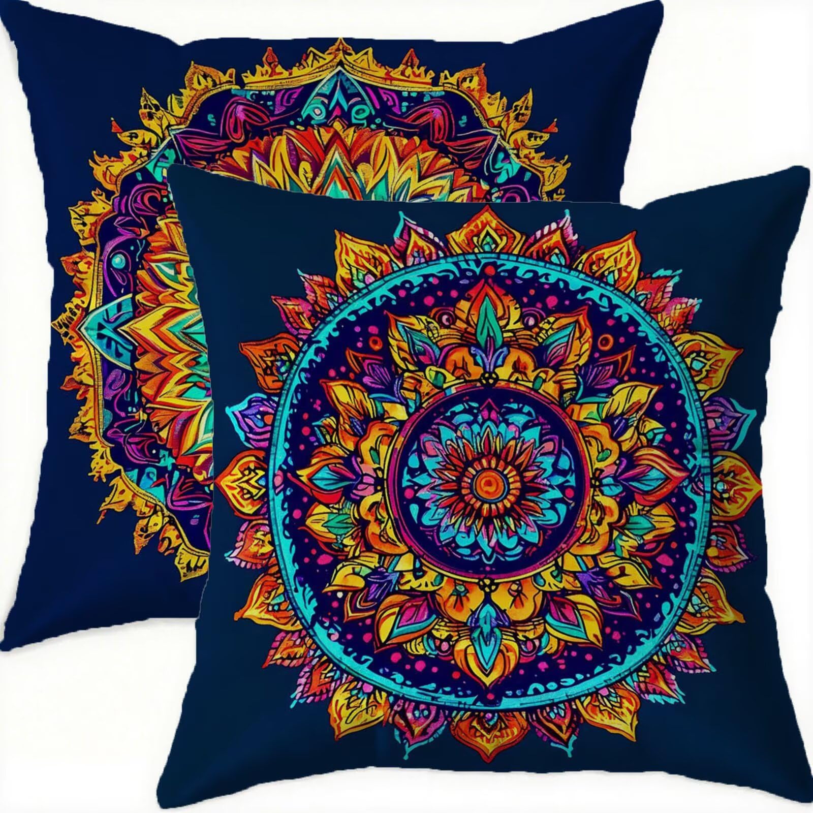 Housse coussin 60x60cm orange en velours double face déperlant pour canapé