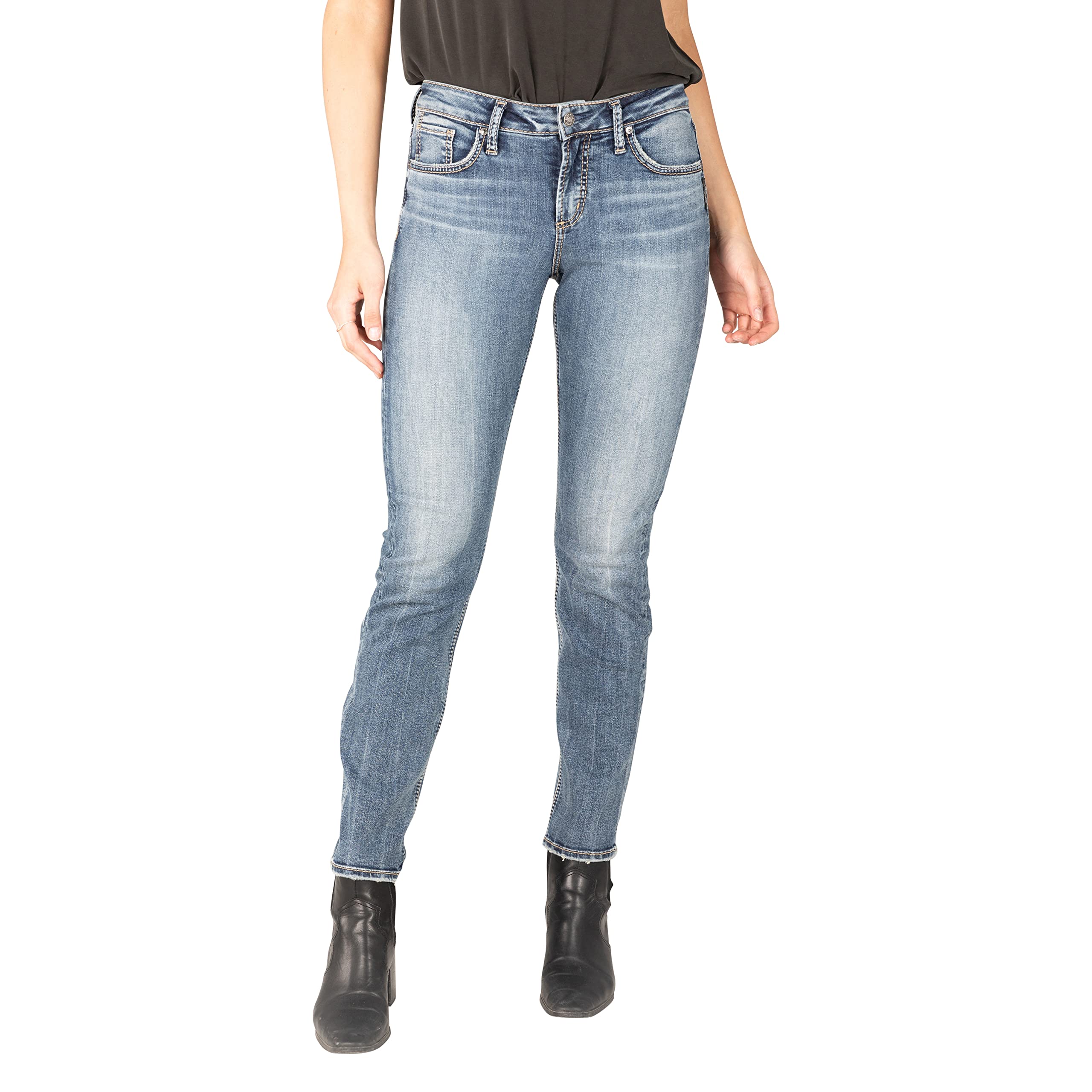 Silver Jeans Co Womens Avery High Rise Straight Leg Jeans