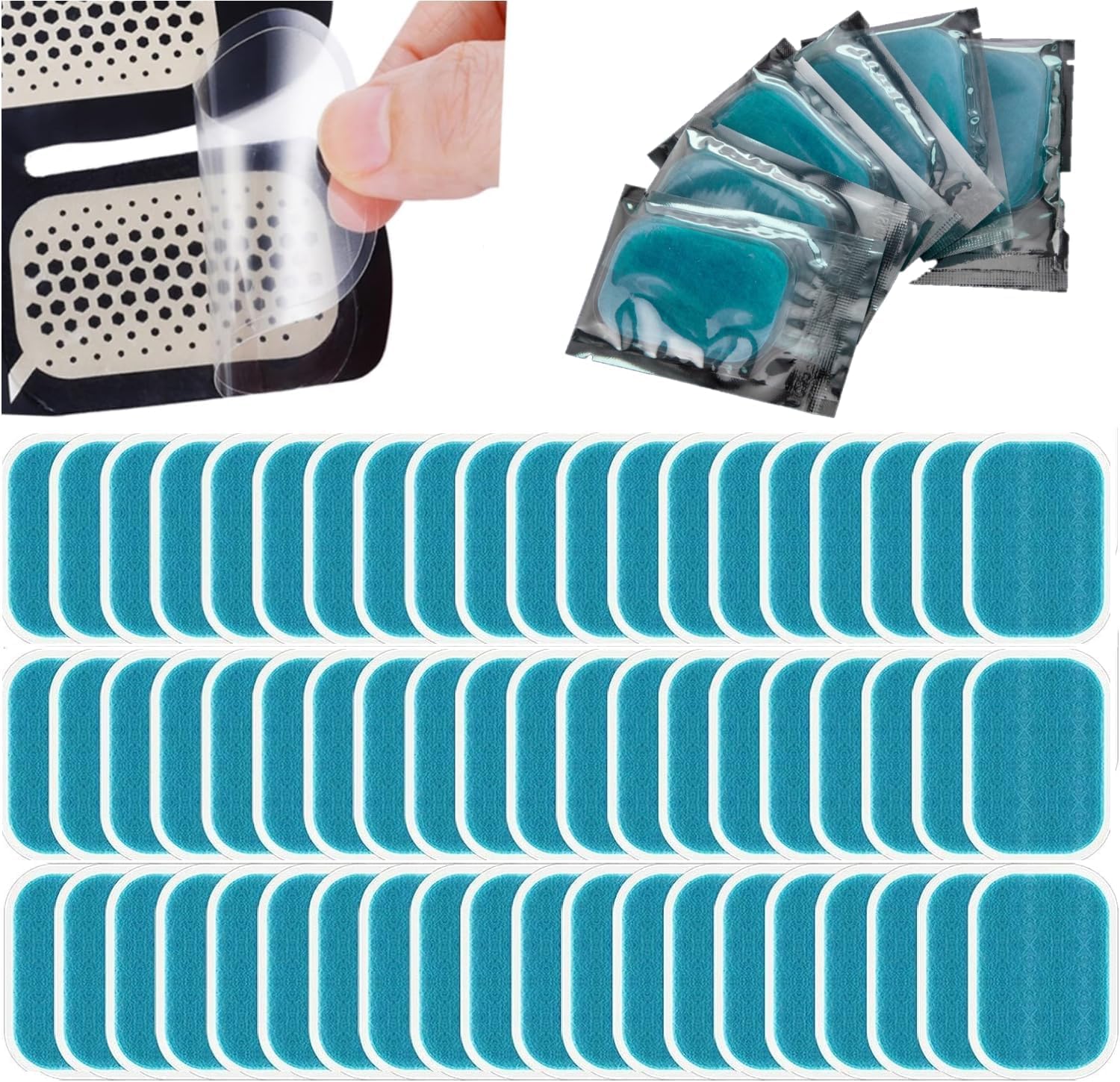 60 Pcs /30 Packs Ab Stimulator Gel Pads, Accessory for Ab Workout Toning Belt lReplacement Gel Pads for Muscle Toner Abdominal EMS ABS Stimulator Arm Leg Waist Workout Trainer Machine