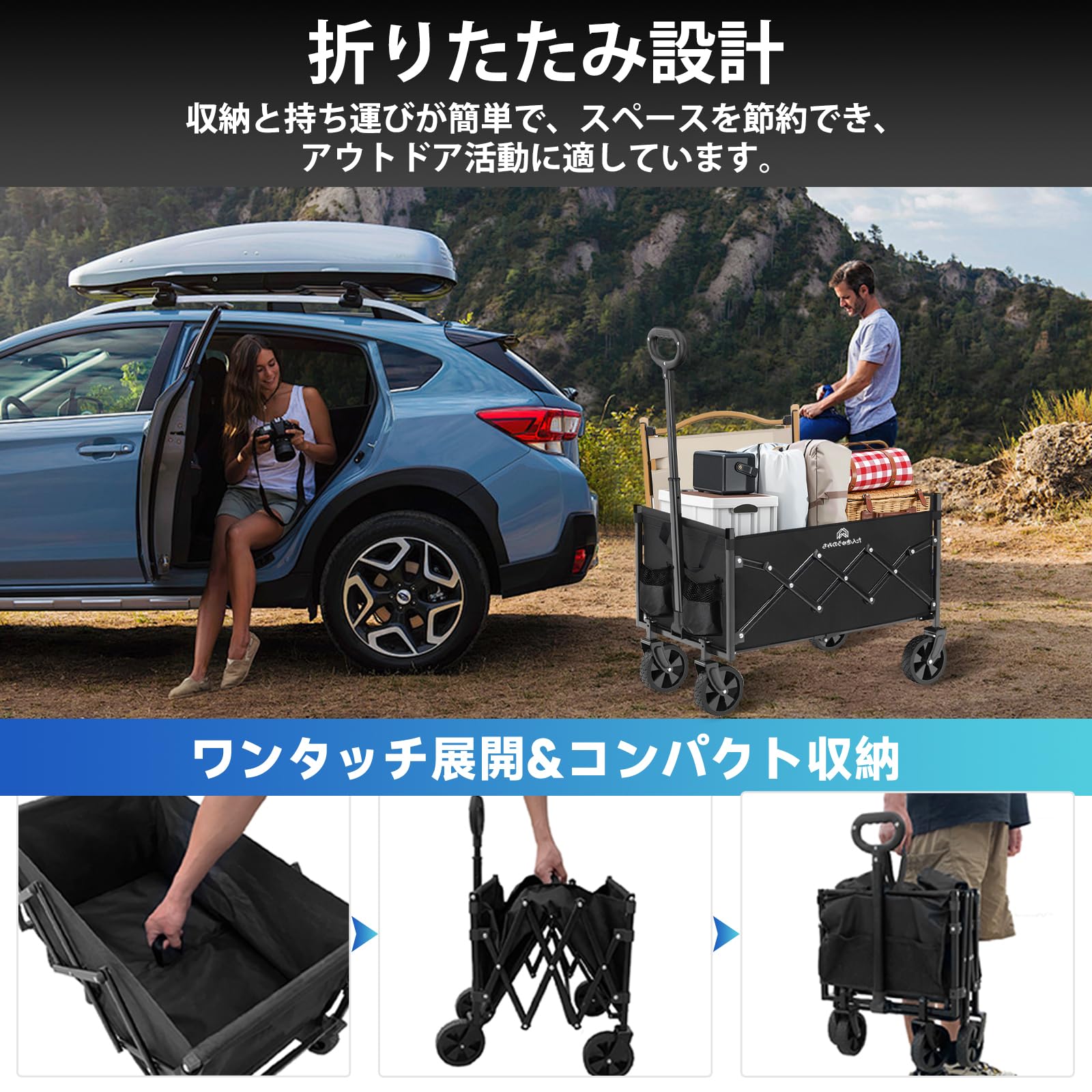 キャリーワゴン 超軽量4.7kg 100kg高耐荷重 アウトドアワゴン キャンプ Amazon.co.jp: キャリーワゴン 超軽量4.7kg 大容量 100kg高耐荷重 ミニ
