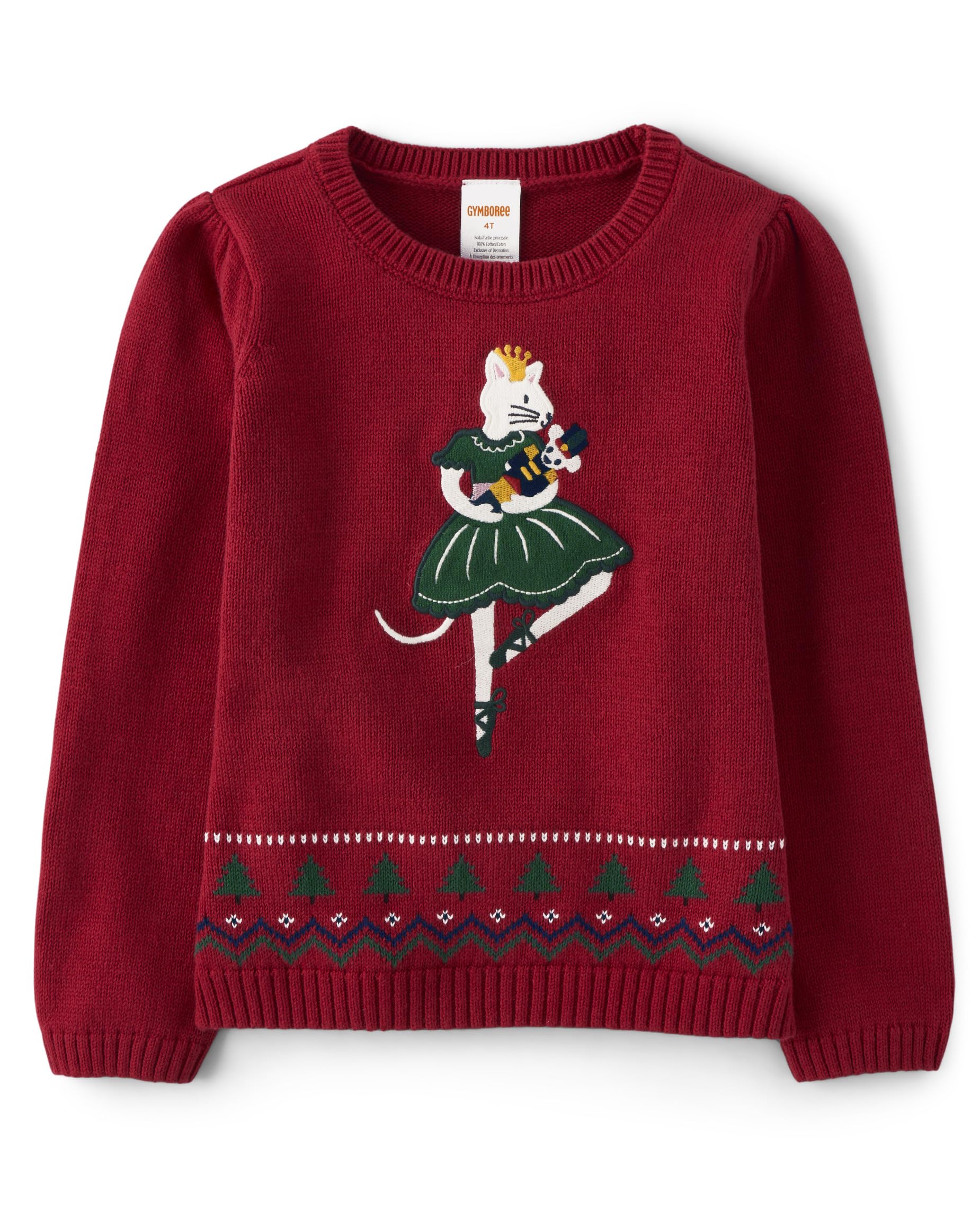 Gymboree Boys' and Toddler Long Sleeve Embroidered Crew Neck Pullover Sweater