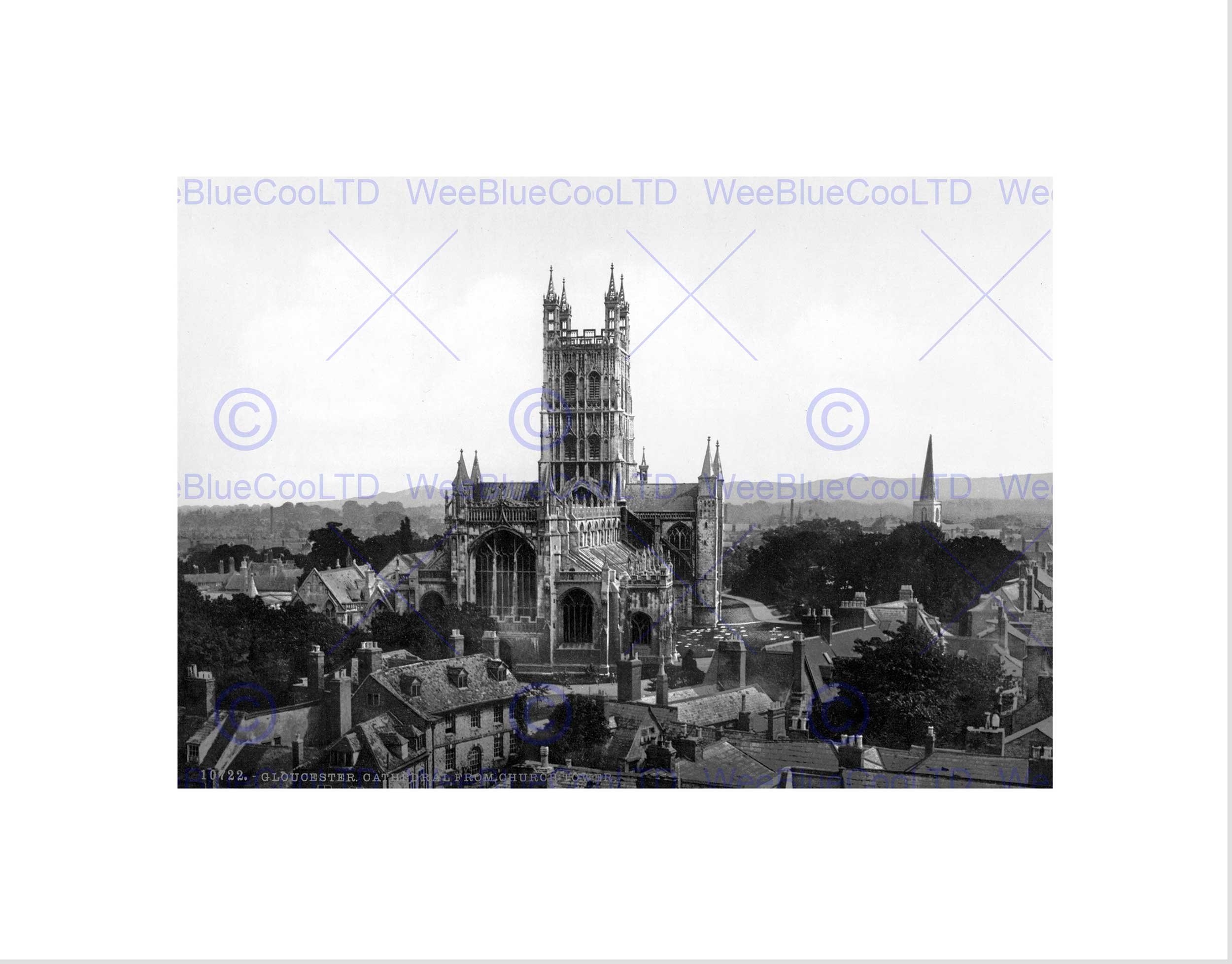 Wee Blue Coo Gloucester Cathedral From Church Tower England Old BW Wall Art Print