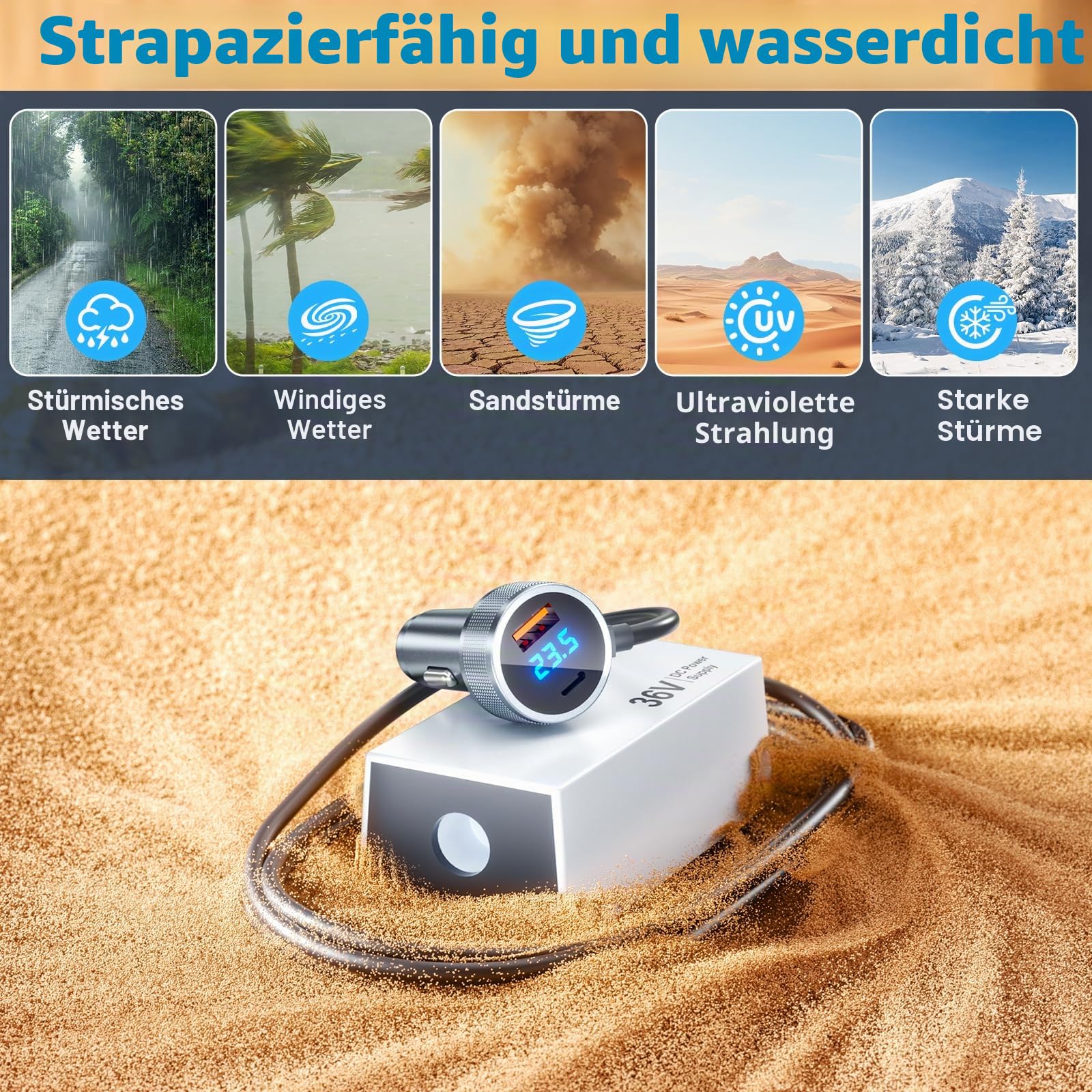 Starlink Mini Auto Adapter, 3 in 1 Starlink Mini Auto Ladegerät 12V-24V auf 36V Step Up Konverter DC Stromkabel mit Digitalanzeige, Durable USB C PD 45W und USB A 18W Ports für LKWs/RVs/Autos