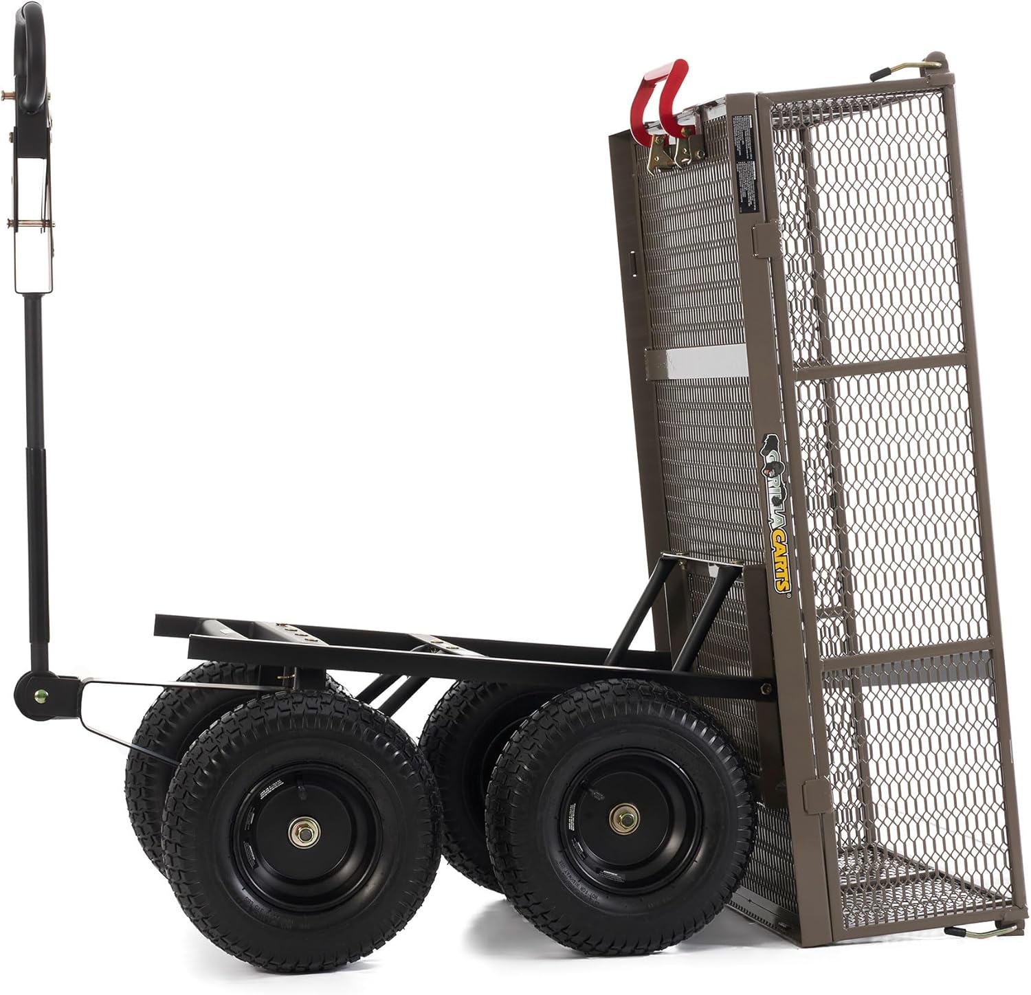 Gorilla Carts Steel Dump Cart, 5 Cu Ft Bed, 1200 lb Load Capacity, Gray – Towable Heavy-Duty Outdoor Utility Wagon with Removable Side Panels for Yard, Lawn, Garden or Landscaping