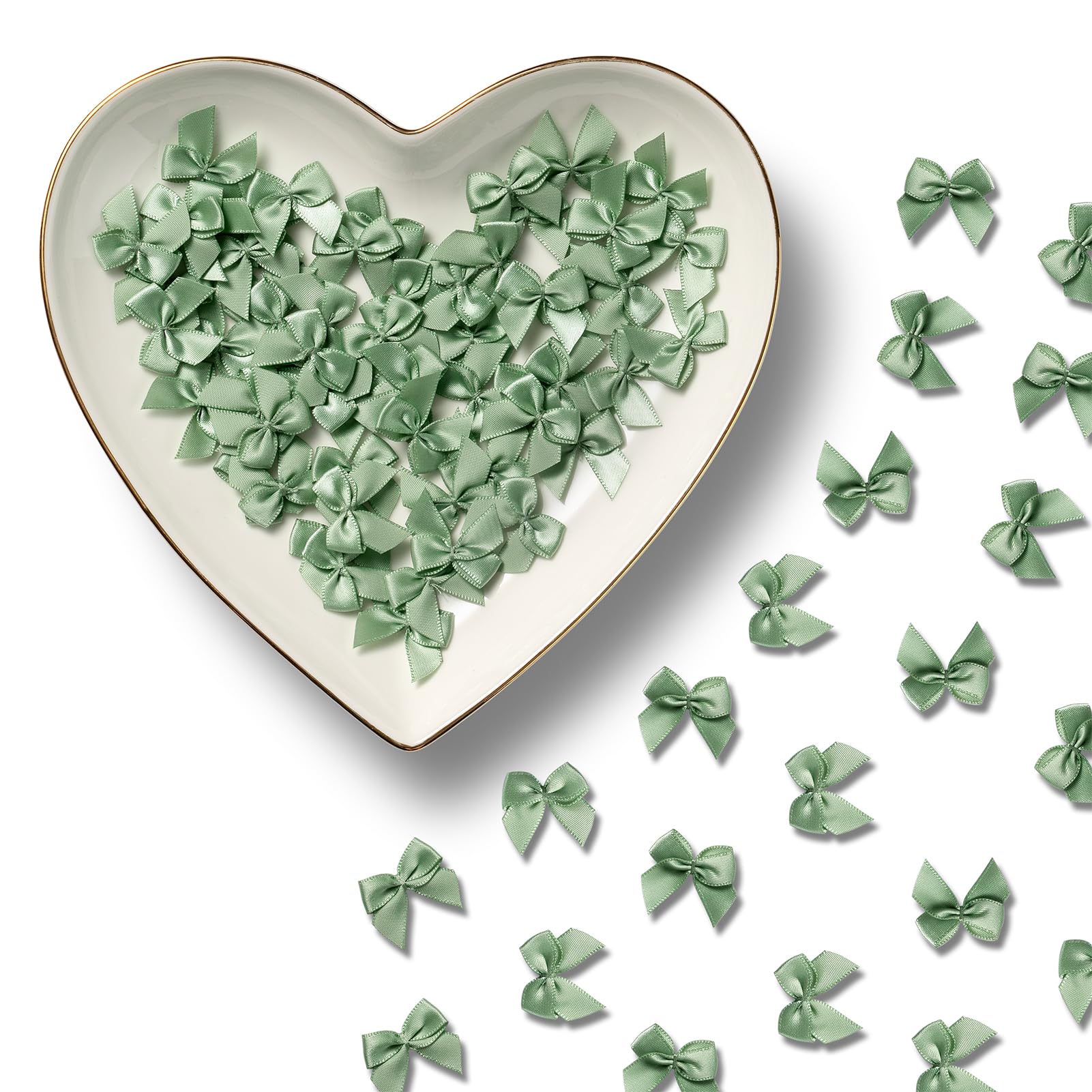 MORSUNBELA Schleifen Deko Kleine Geschenkschleifen Set Schleife Mini Geschenk Schleifen Hochzeit Dekoration für Geburtstag Karten 100 Stück 2,5 × 2,5 cm Grün