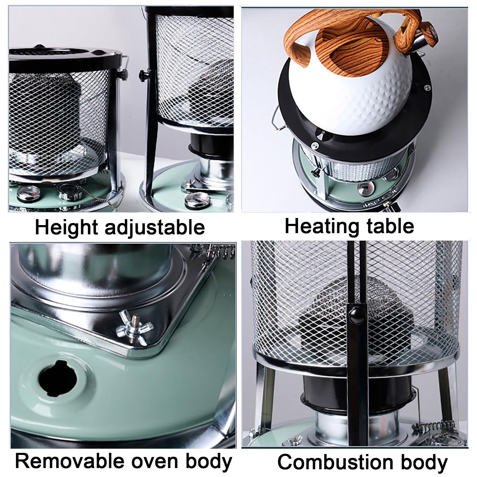 4.5L Petroleumofen für Innenräume, Petroleumheizung mit Löschautomatik, Petroleum Heizung Ohne Strom Petroliumheizer für Outdoor Camping(Green)