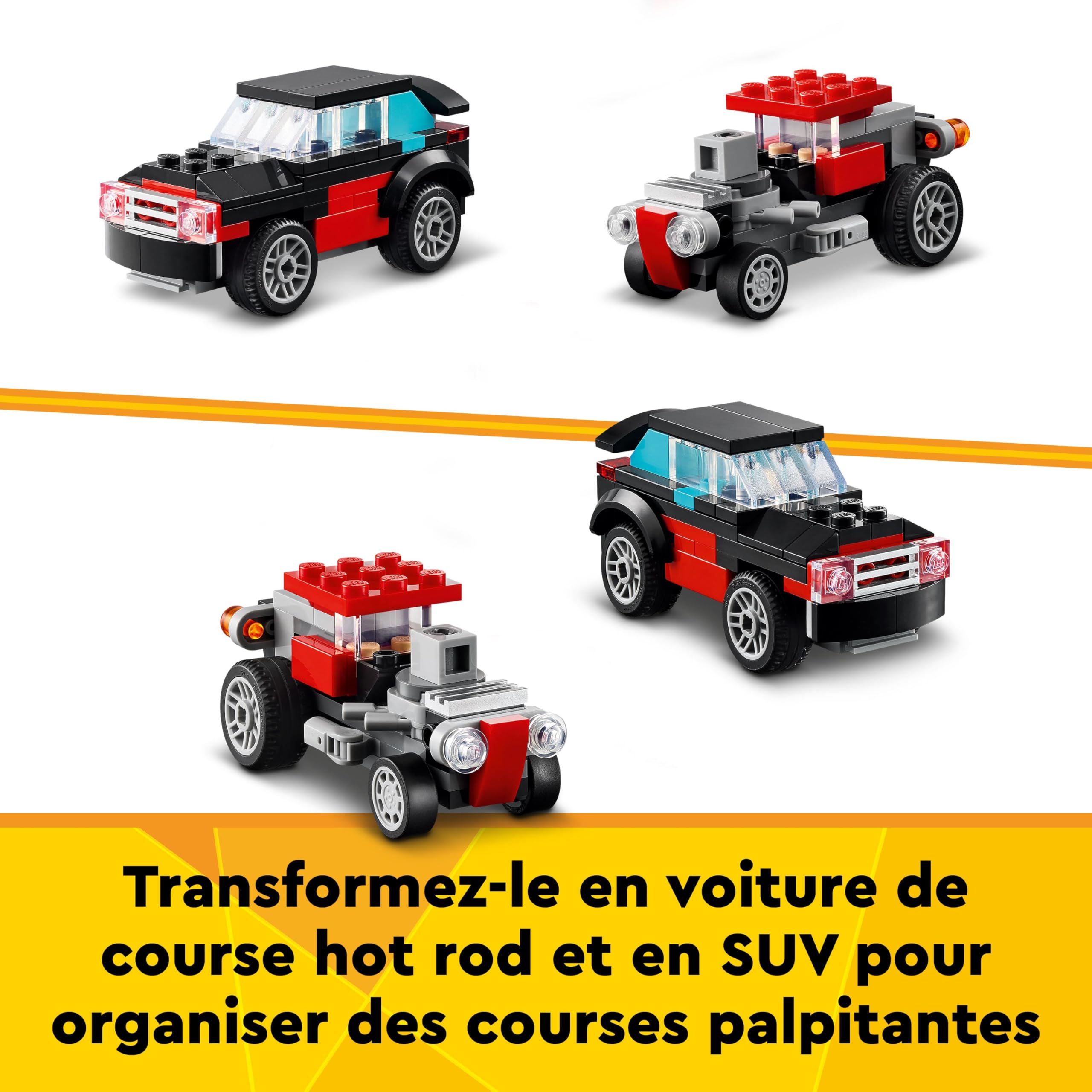 LEGO Creator 3in1 Flatbed Truck with Helicopter Toy to Propeller Plane and Fuel Lorry to Hot Rod and SUV Car Toys for 7 Plus Year Old Boys, Girls and Kids Who Love Cool Vehicles, Gift Idea 31146