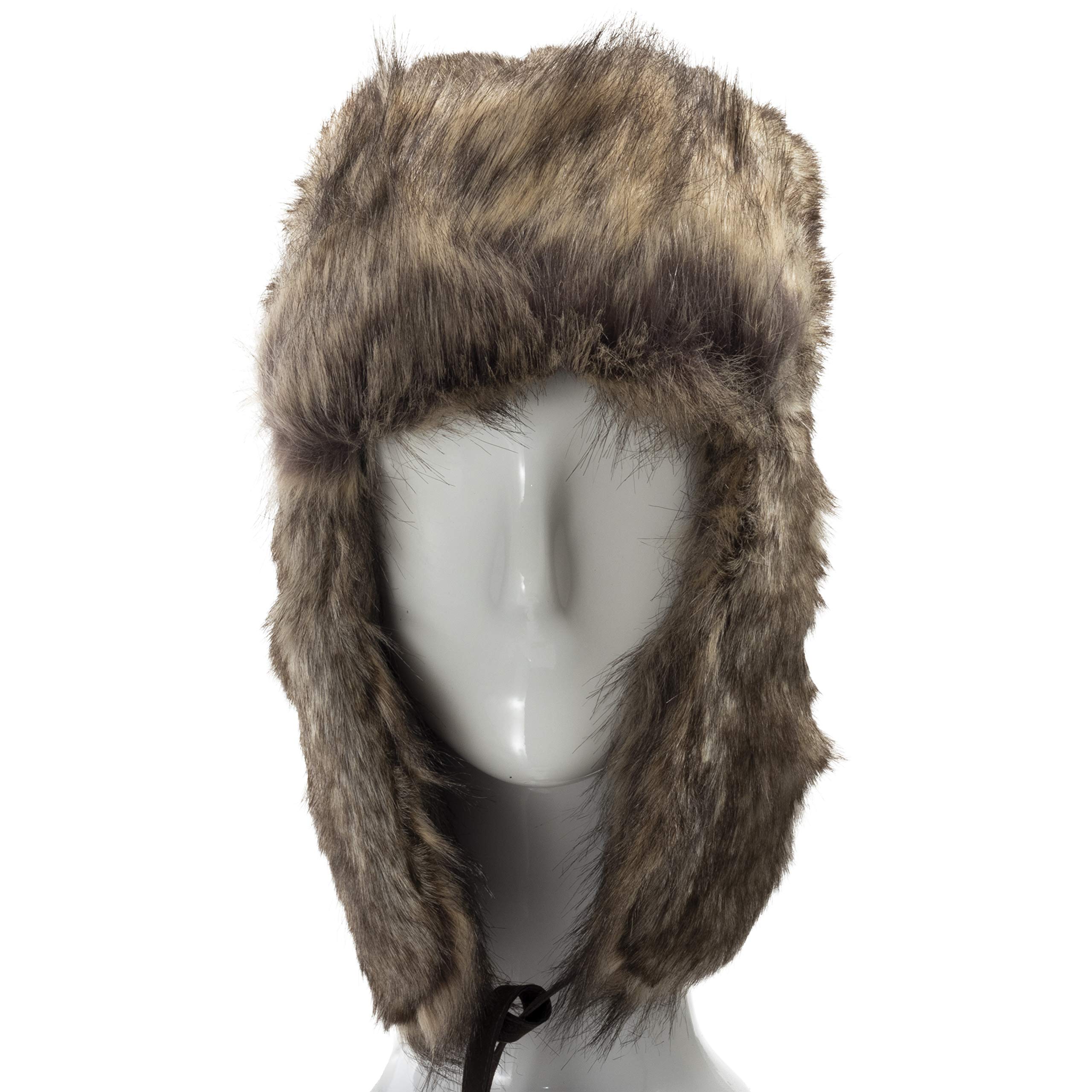 ULTRAFINO Huskie Ushanka Soft Faux Fur Trapper Winter Hat Ear Flaps Men and Women Brown X-Large