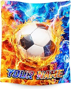 Customized Soccer Blankets for Boys - Gifts for Soccer Lovers - Soft Cozy Fleece Throws for Couch, Bed 4 Sizes