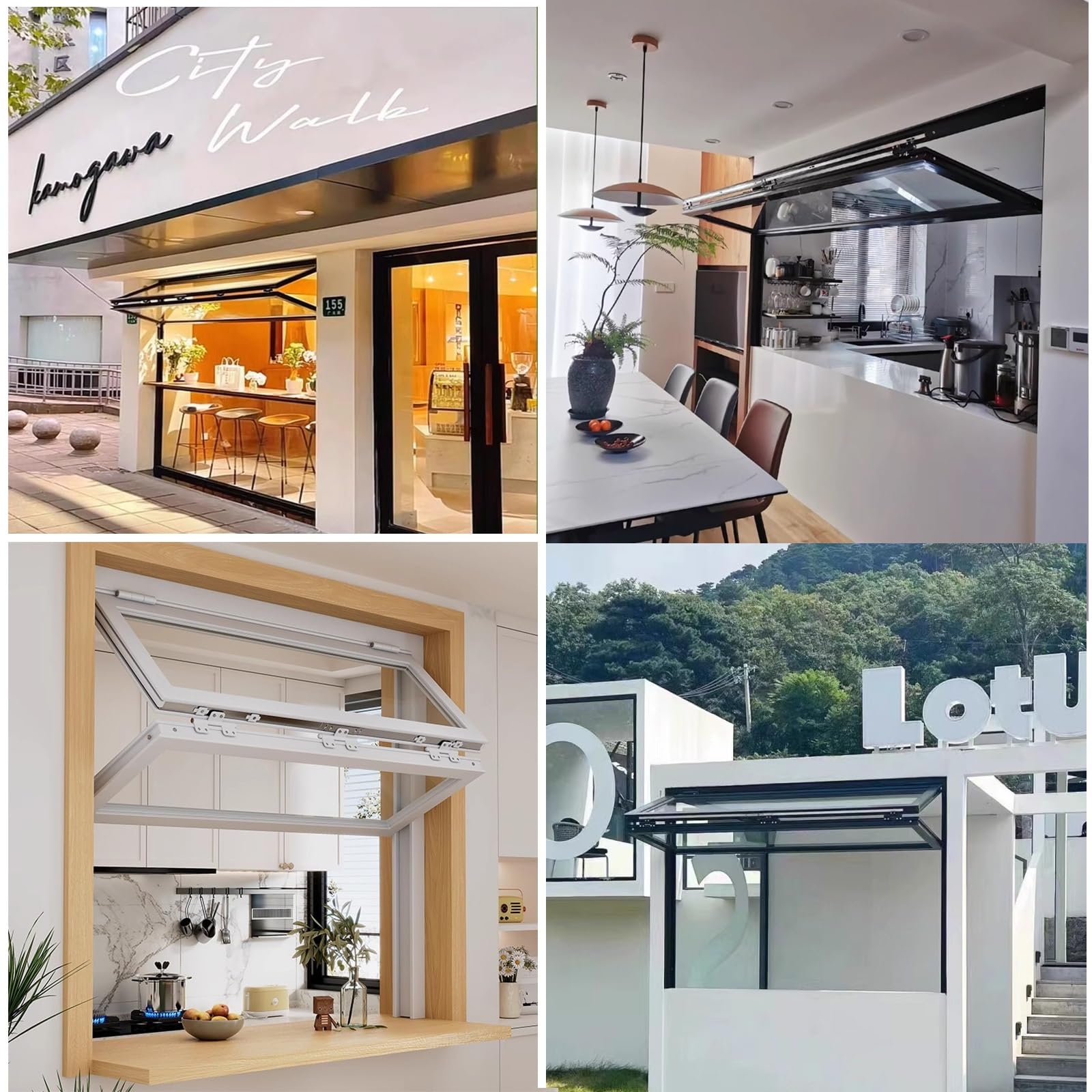 Fenêtre pliante pour concessions, fenêtre coulissante en aluminium, fenêtre de service abri avec verre trempé, pour Food Trucks, restaurants et fleuristes (34 x 48"/86 x 122 cm)