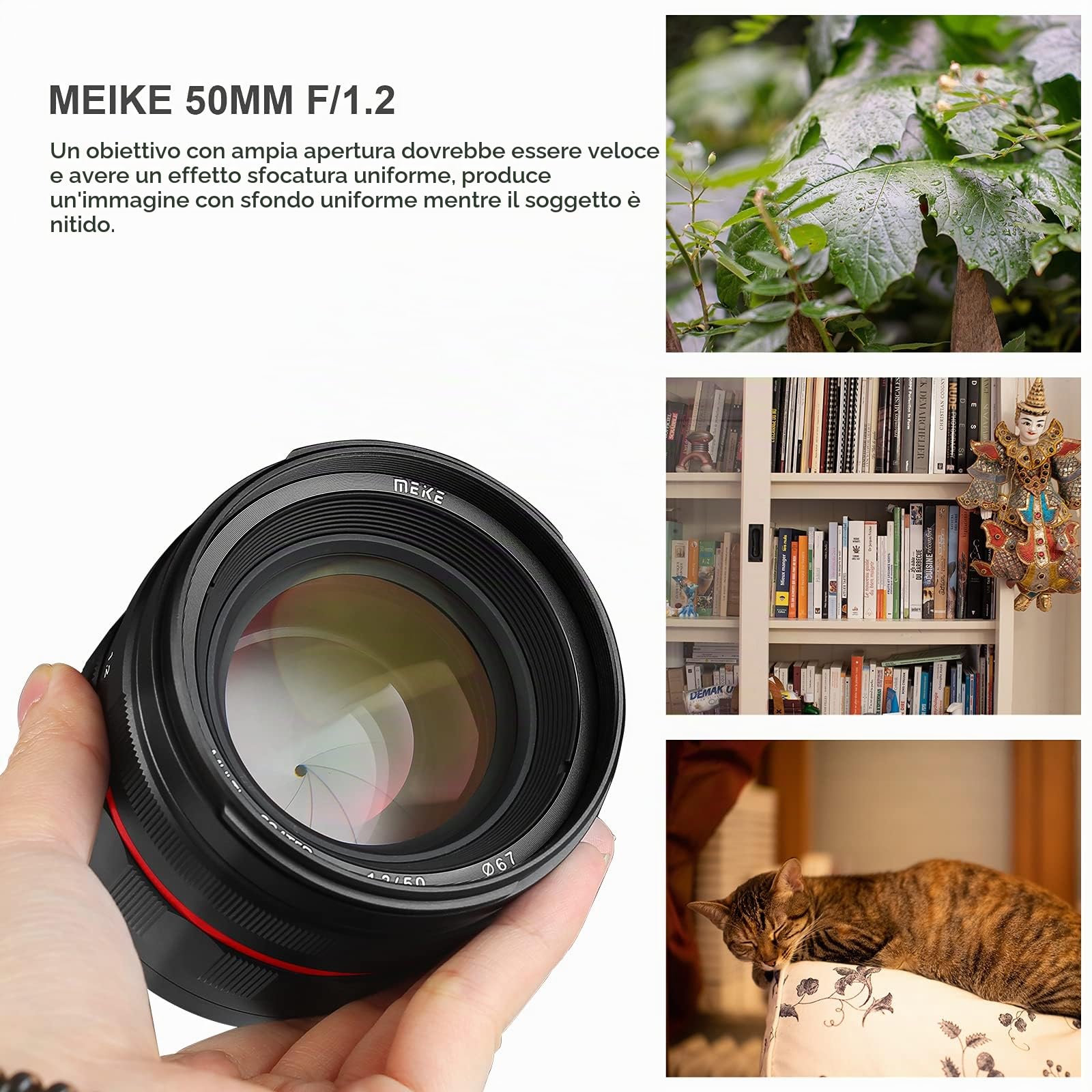 Meike MK-50mm F1.2 Obiettivo fisso con messa a fuoco manuale full frame ad ampia apertura compatibile con fotocamere reflex digitali Canon EOS EF Mount