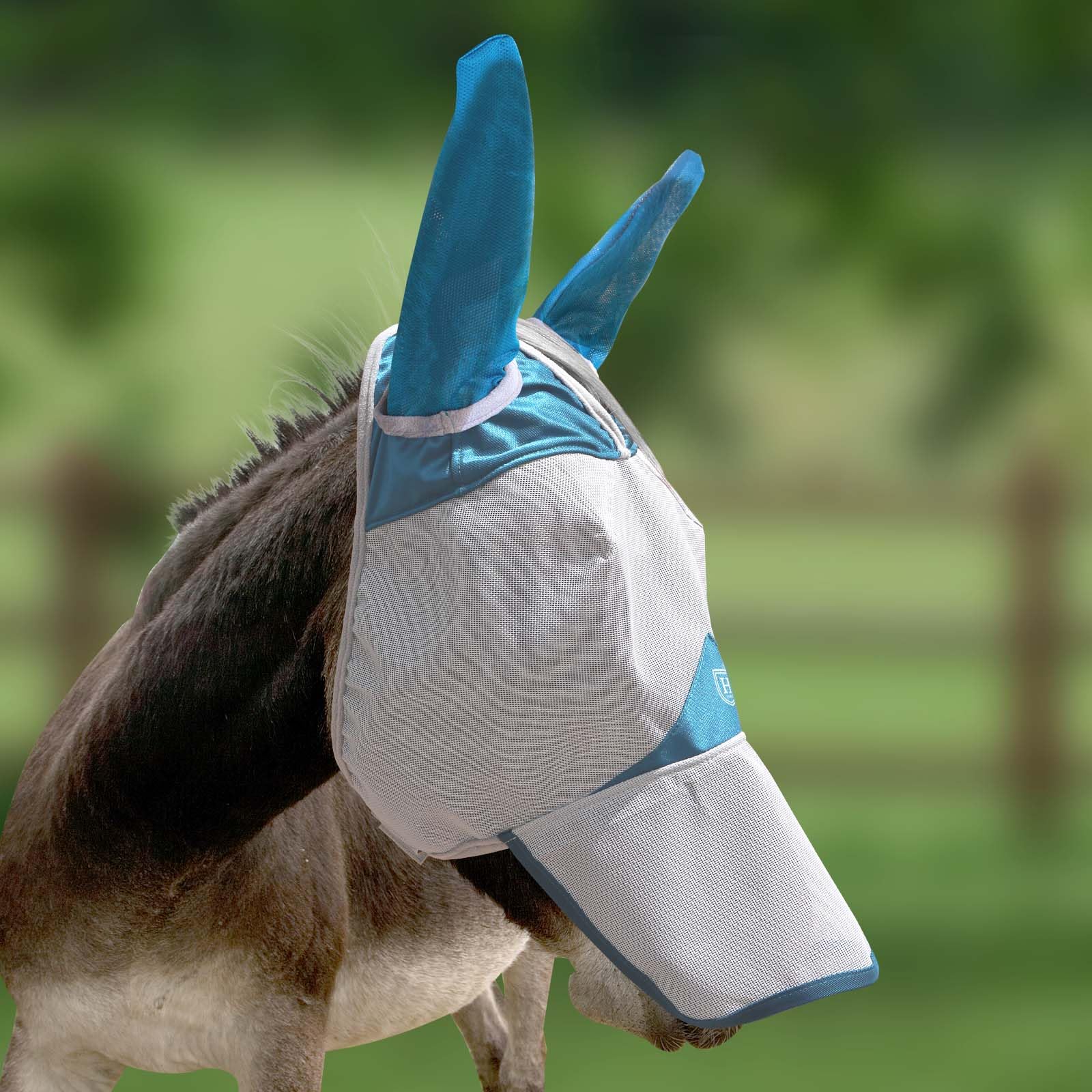 Harrison Howard Mule Donkey Fly Mask Full Face Protection with Nose Cover Sky Blue M
